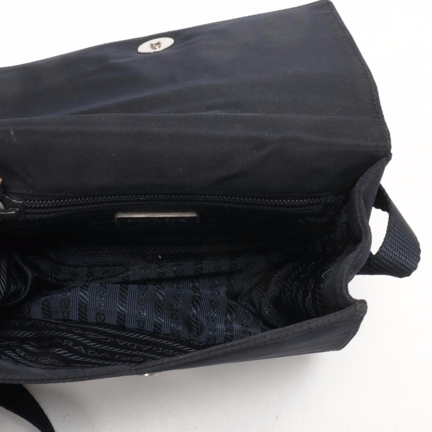 Prada Flap Front Shoulder Bag in Midnight Tessuto Nylon