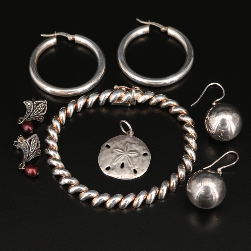 Sterling Jewelry Featuring San Marco Bracelet and Sand Dollar Pendant