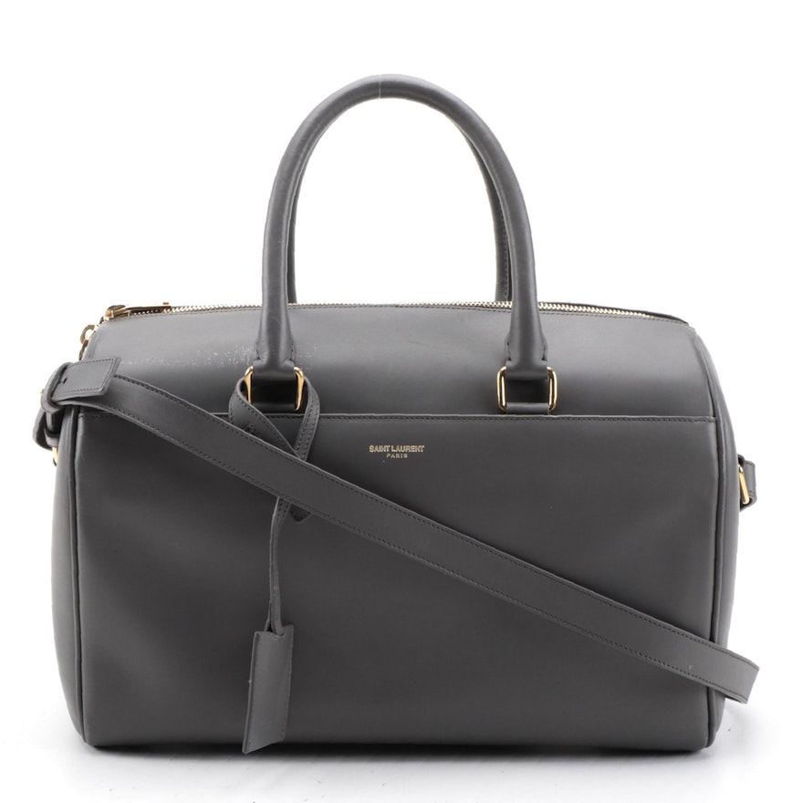 Saint Laurent Classic Duffel 12 in Smooth Gray Leather