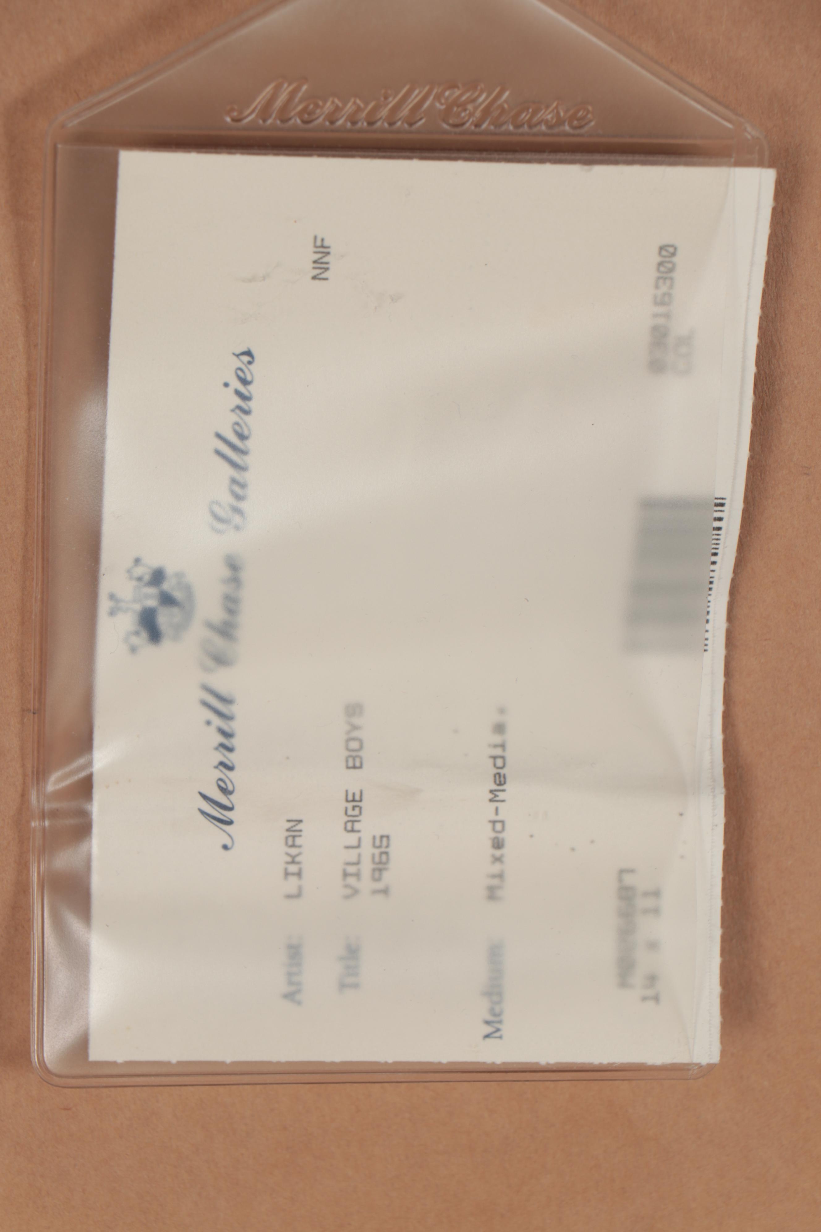 Gustav Likan Watercolor Painting "Village Boys," 1965