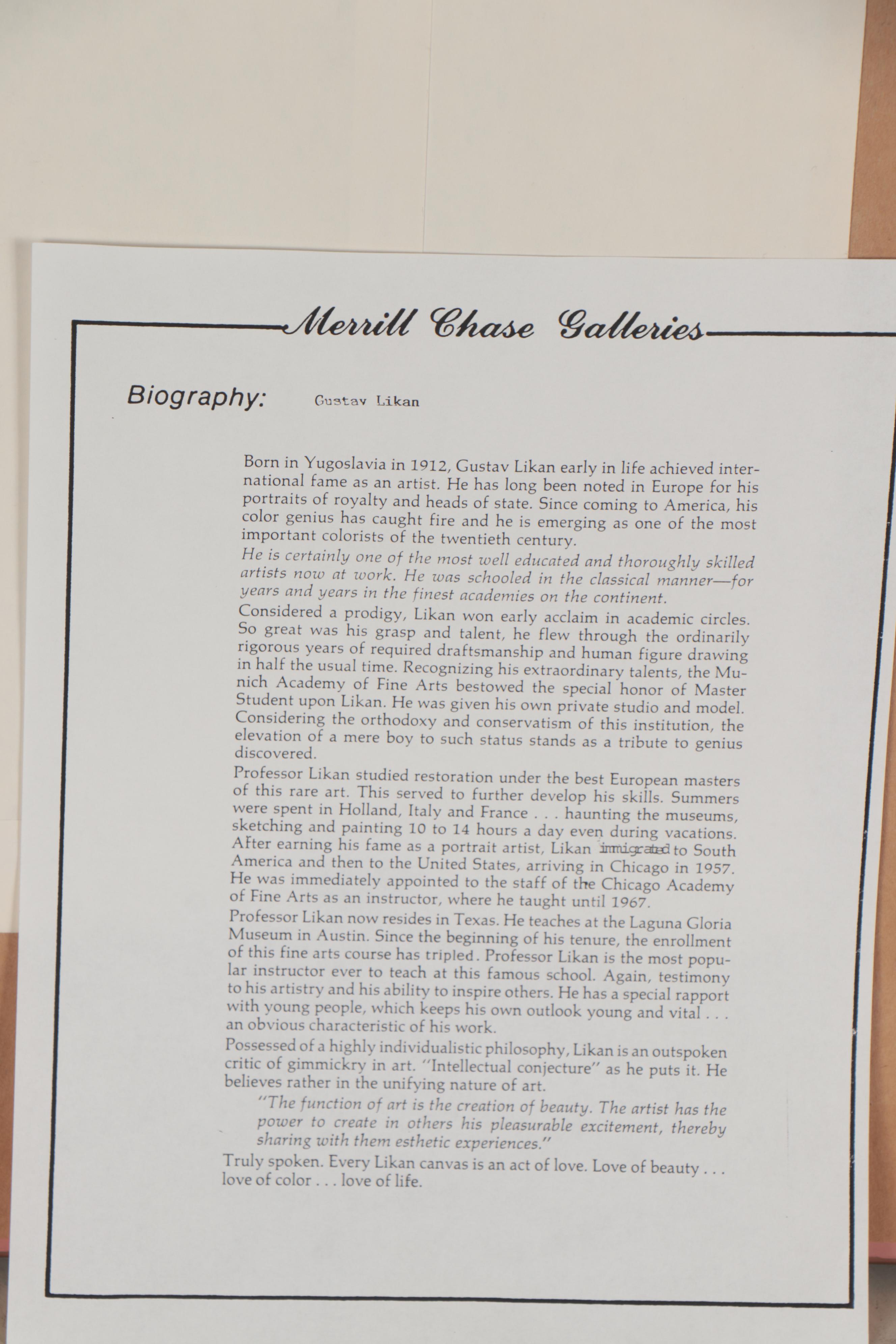 Gustav Likan Watercolor Painting "Village Boys," 1965