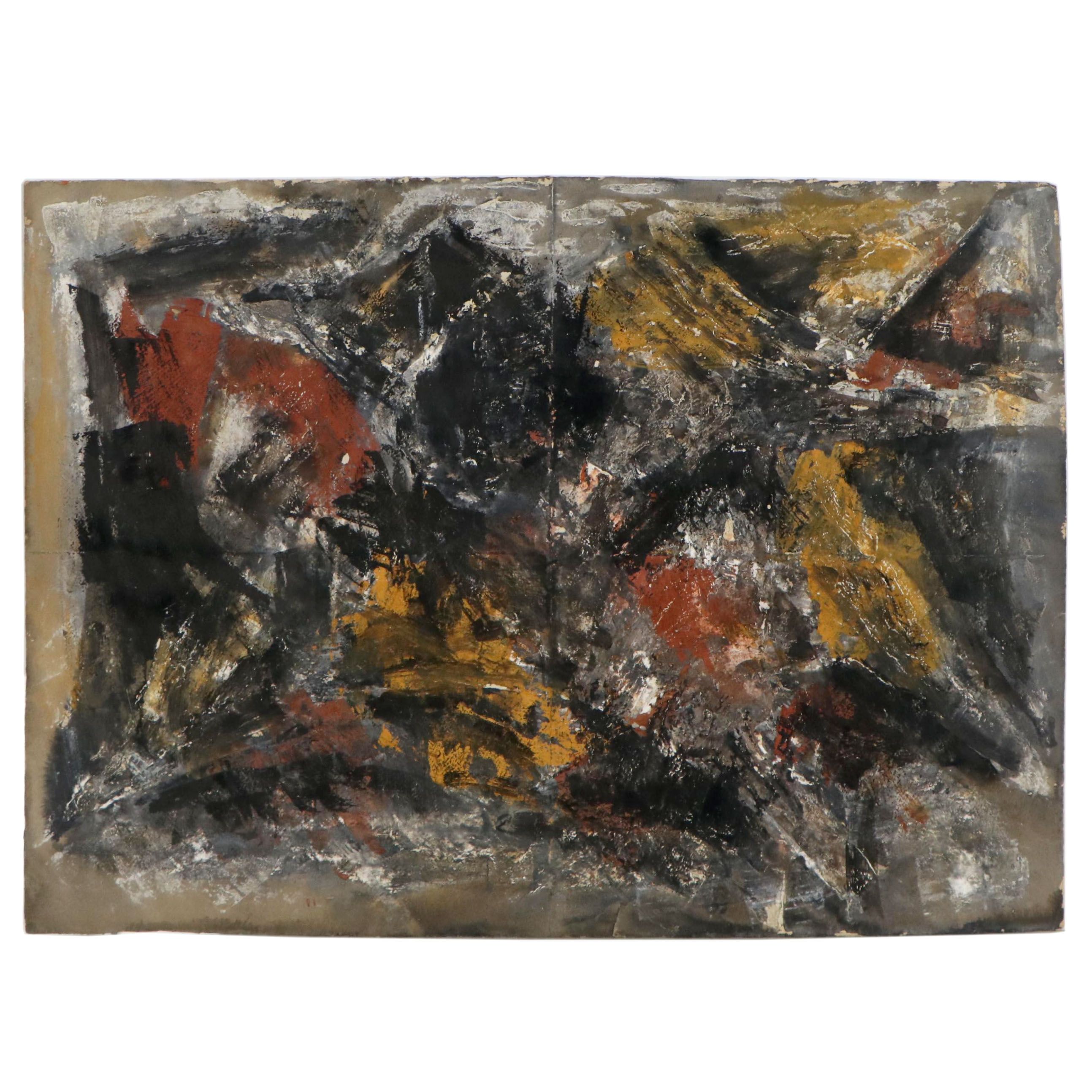 Allen Kubach Abstract Mixed Media Painting, Late 20th century
