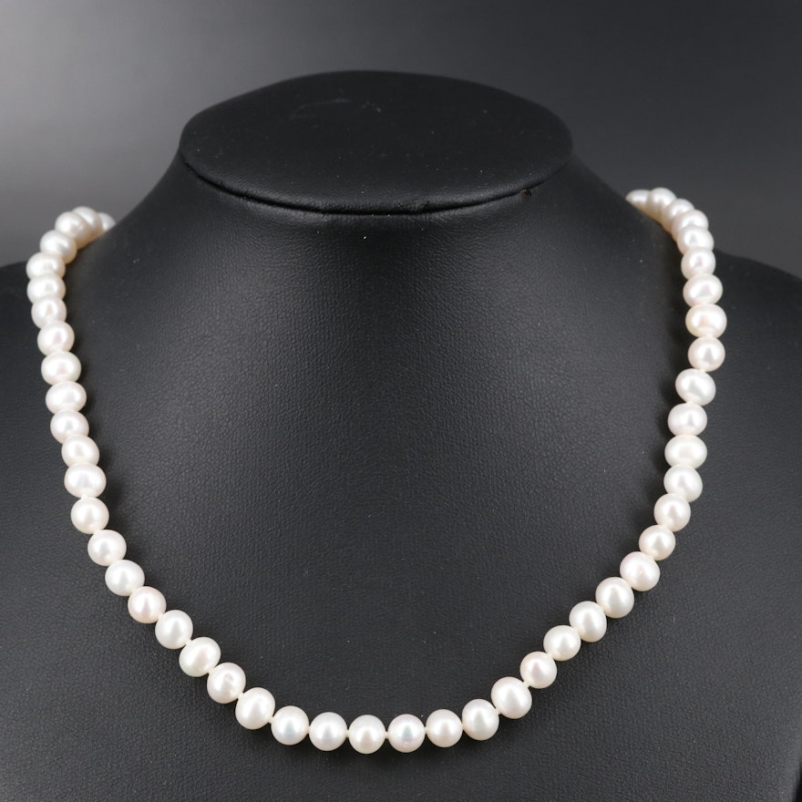 Pearl Necklace with Sterling Silver Clasp