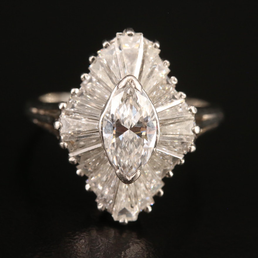 Platinum 2.35 CTW Diamond Ballerina Ring