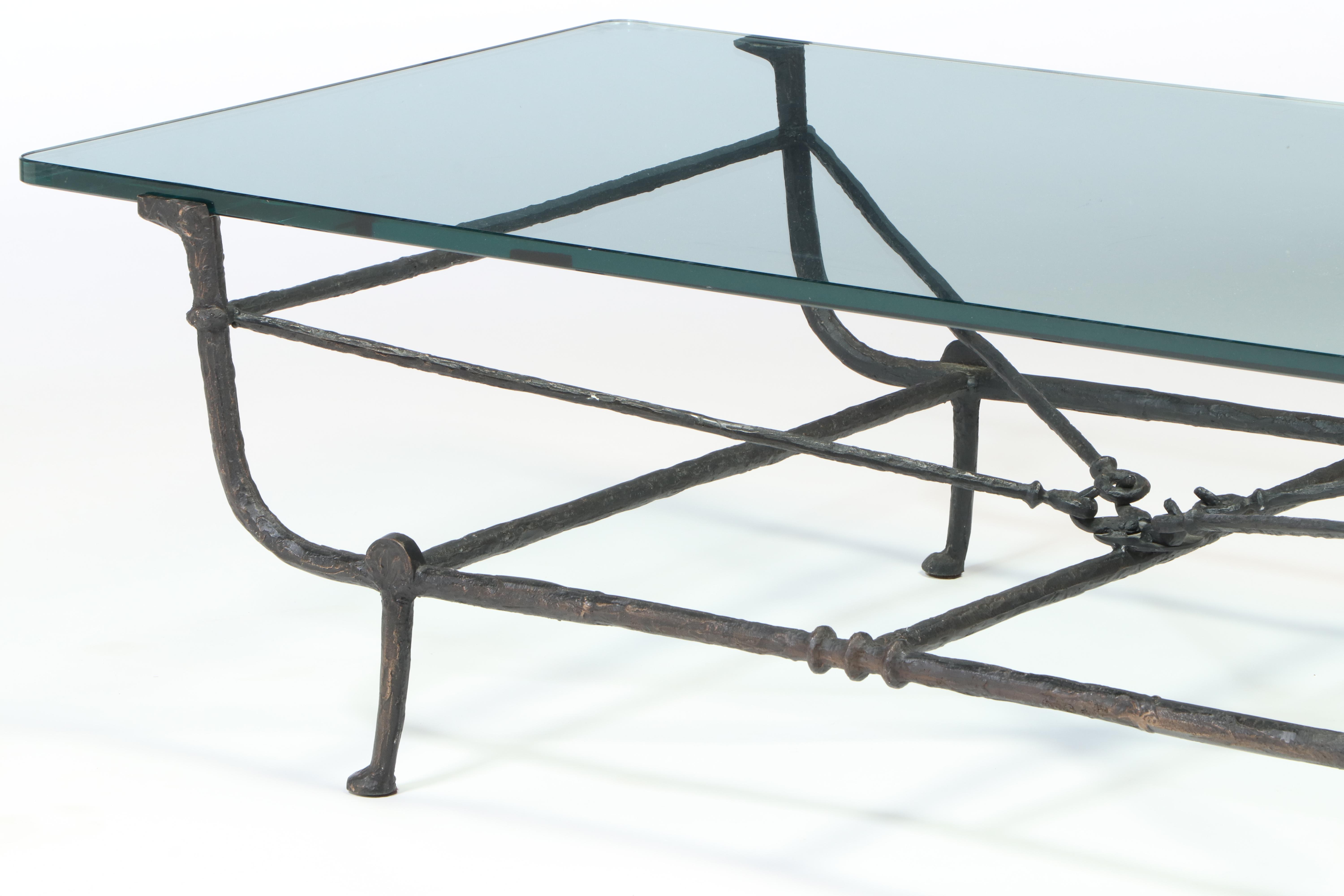 Christopher Chodoff and Diego Giacometti Bronze and Glass Coffee Table, c. 1980