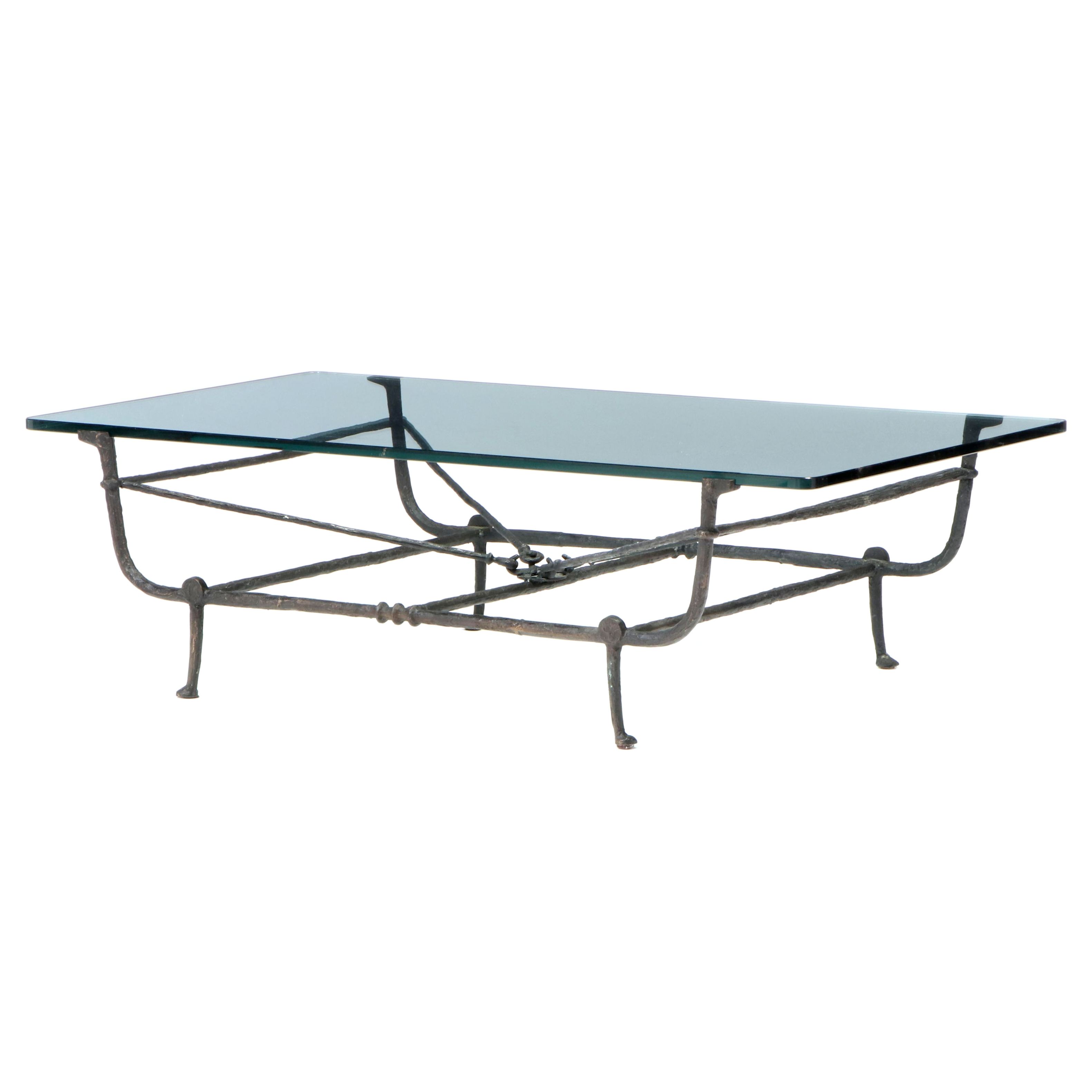 Christopher Chodoff and Diego Giacometti Bronze and Glass Coffee Table, c. 1980