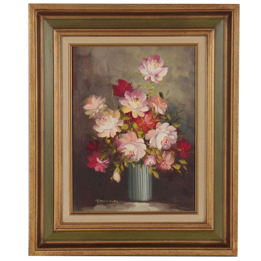 Robert Cox Floral Still Life Oil Painting, Mid-20th Century