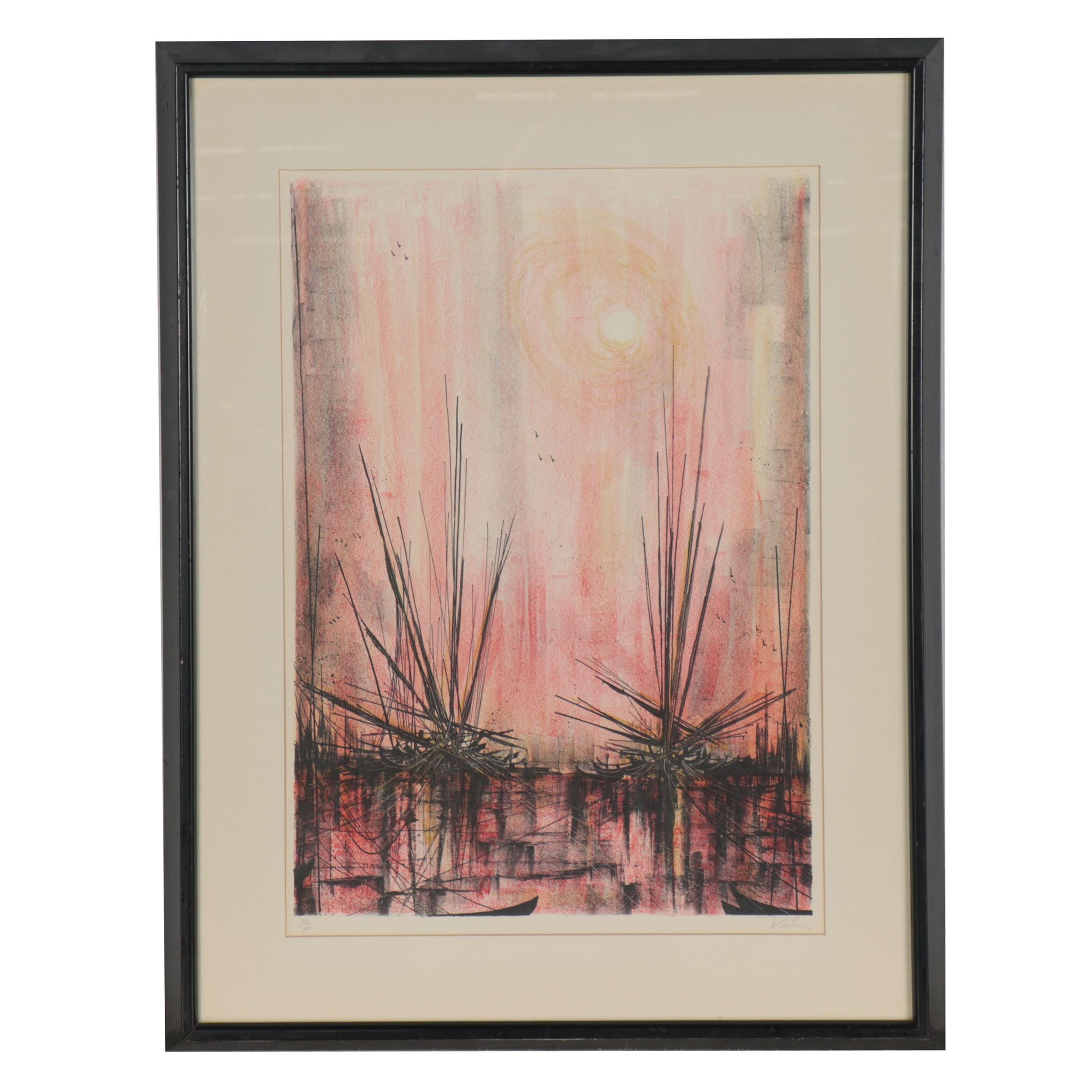 Mario Sinisca Lithograph "Barca," Late 20th Century