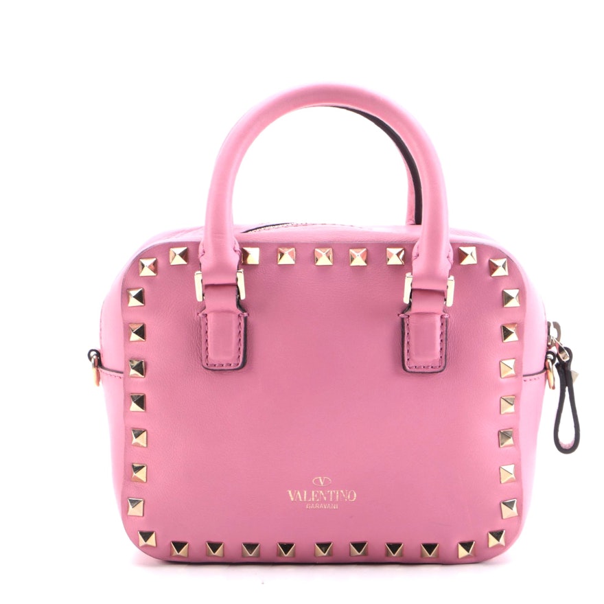 Valentino Garavani Rockstud Mini Two-Way Crossbody in Pink Smooth Leather