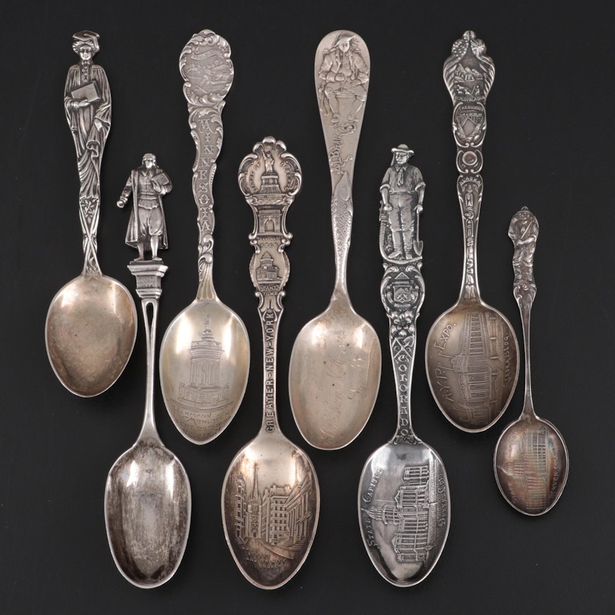 Mechanics, Frank W. Smith Silver Co. and Other Sterling Silver Souvenir Spoons