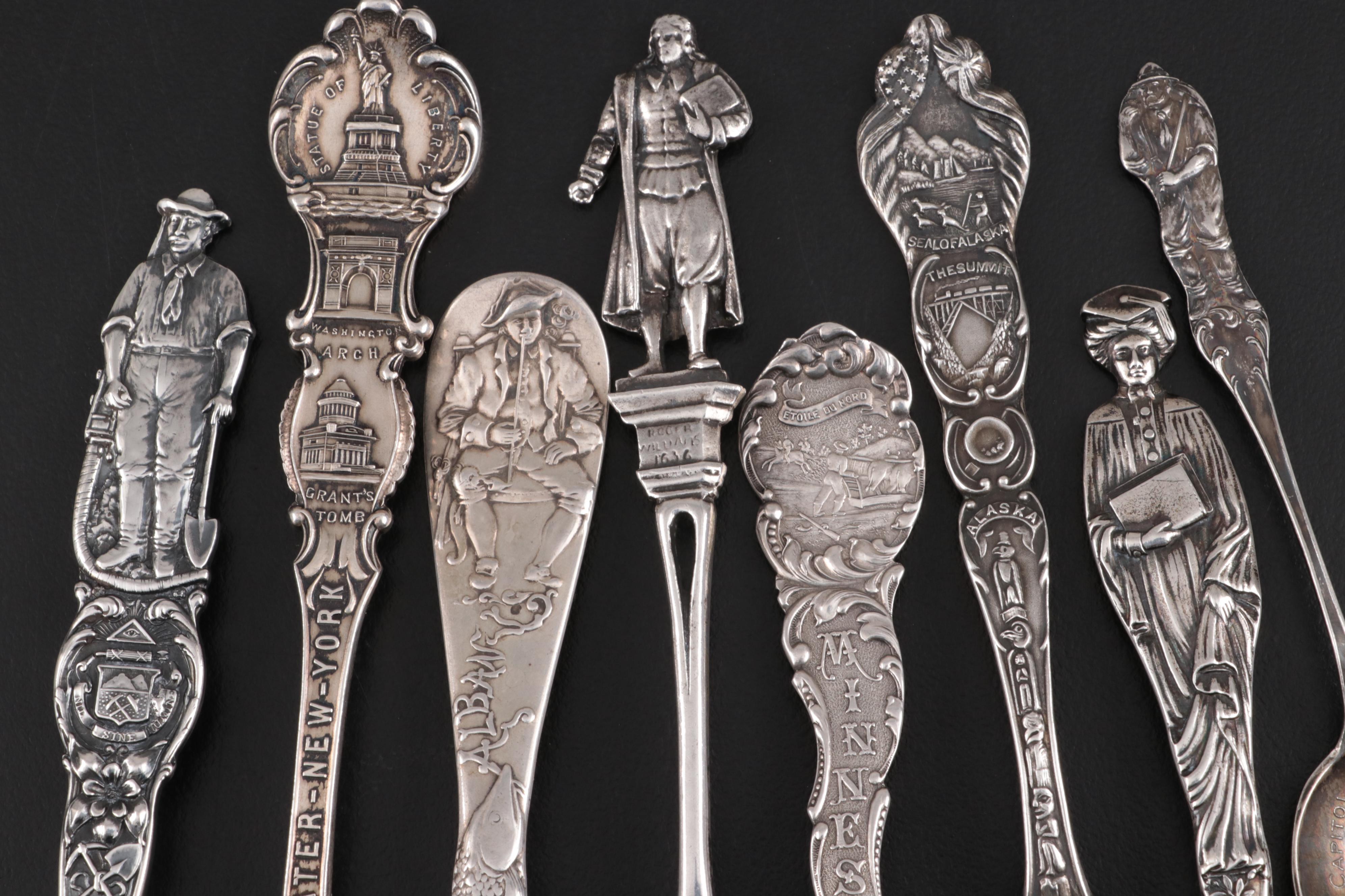 Mechanics, Frank W. Smith Silver Co. and Other Sterling Silver Souvenir Spoons