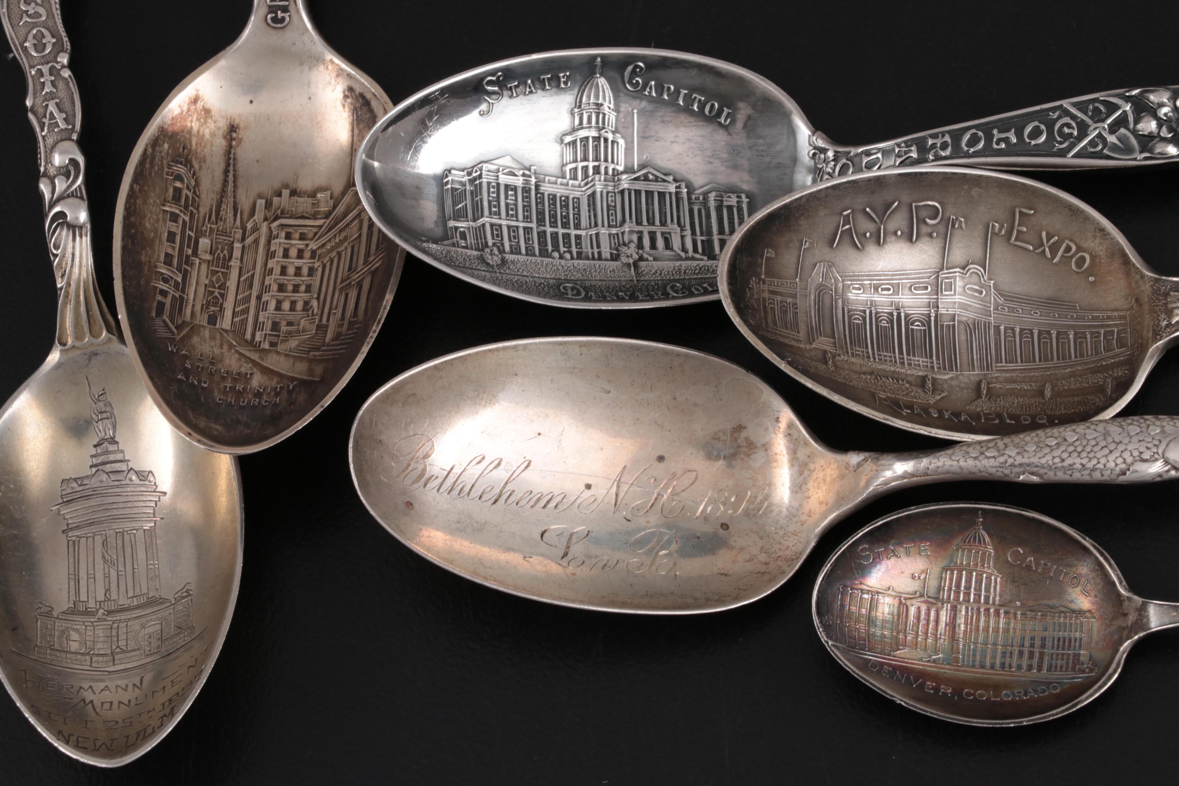 Mechanics, Frank W. Smith Silver Co. and Other Sterling Silver Souvenir Spoons