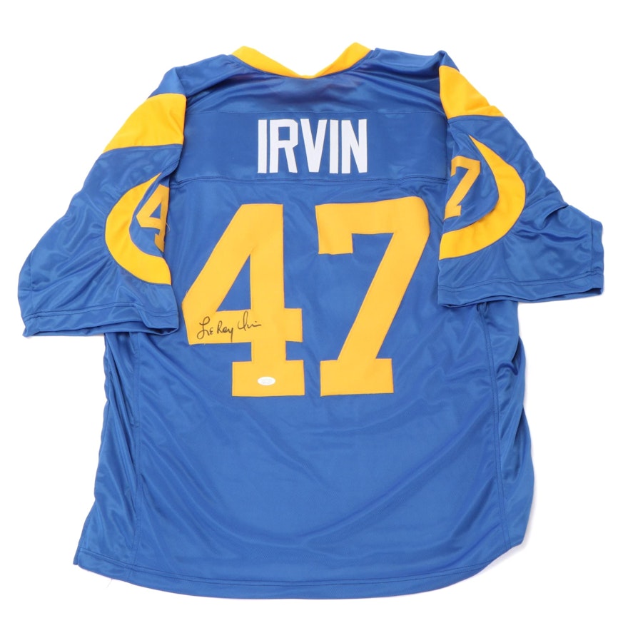 Leroy Irvin Signed Los Angeles Rams Replica Football Jersey, JSA COA