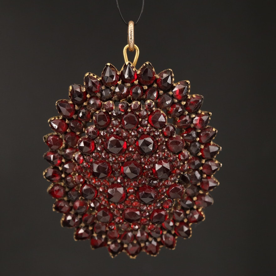 Victorian Garnet Cluster Converter Brooch