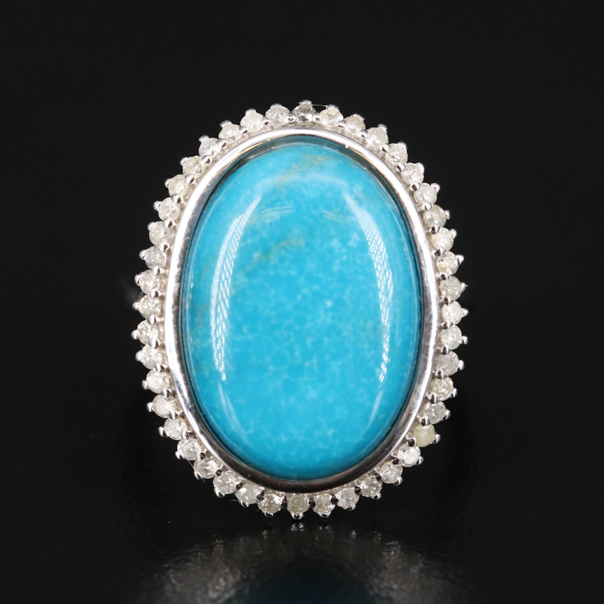 Sterling Turquoise and Diamond Ring