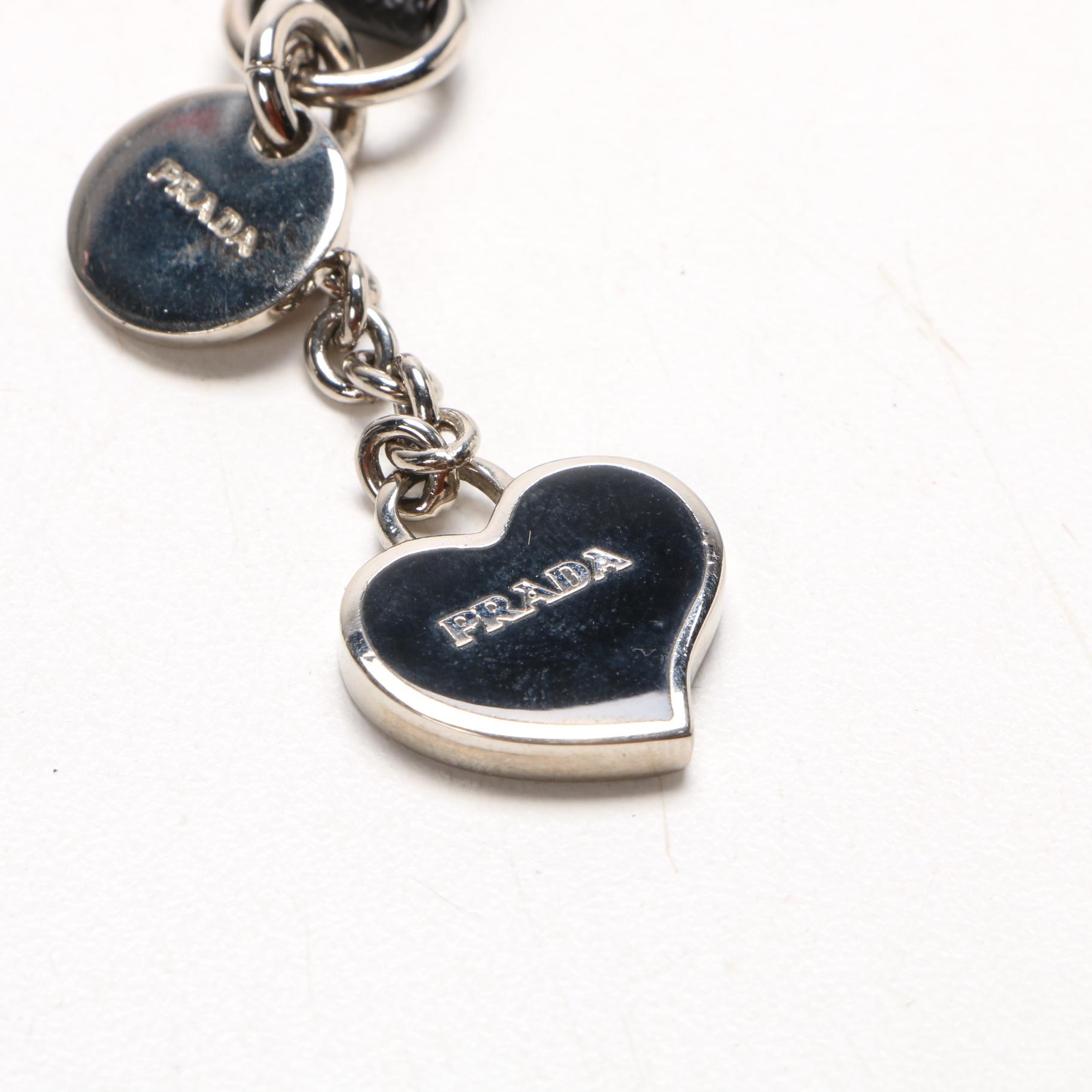 Prada Black Enameled Heart Cellphone Charm