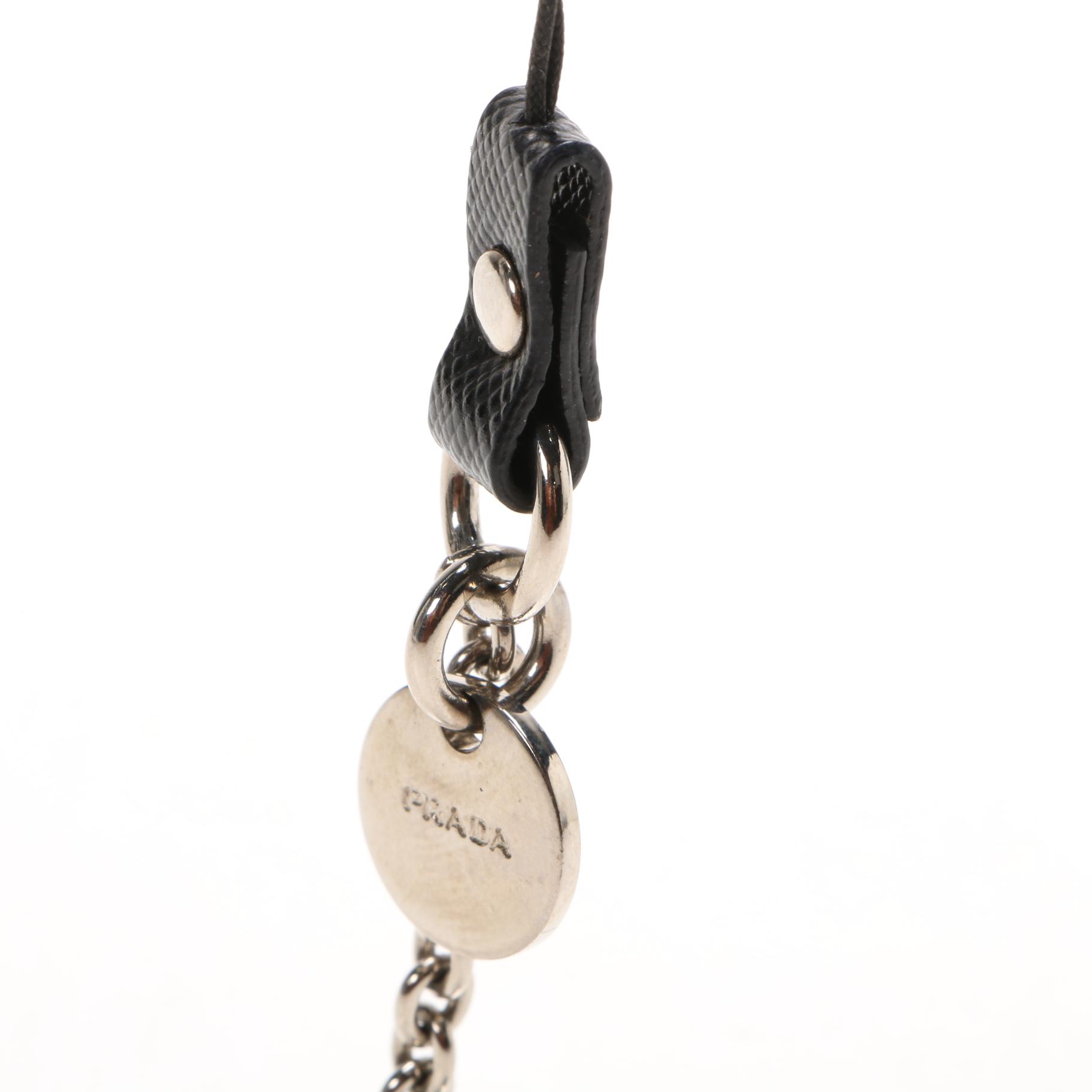Prada Black Enameled Heart Cellphone Charm