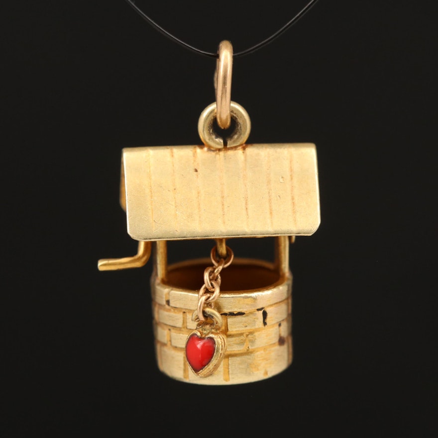 14K Wishing Well with Articulating Enamel Heart