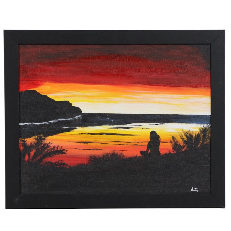 Jim Vander Wiel Acrylic Painting "Sunrise Thinker," 2020