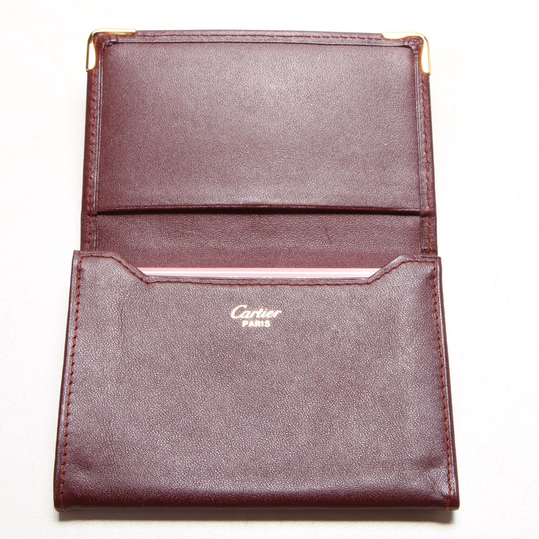 Cartier Must de Cartier Card Case in Burgundy Leather