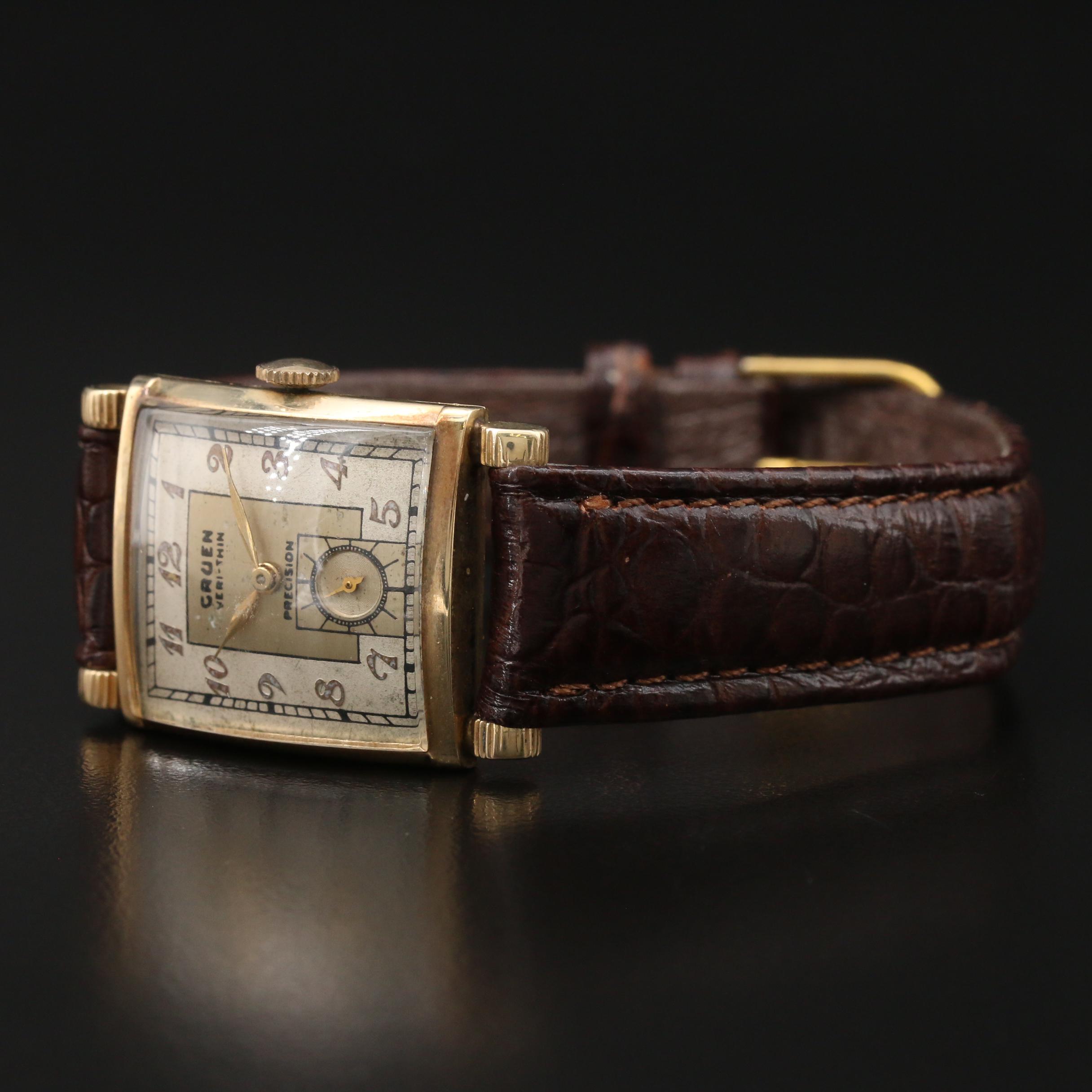 Gruen Veri Thin Precision 14K Gold Watch, Circa 1942