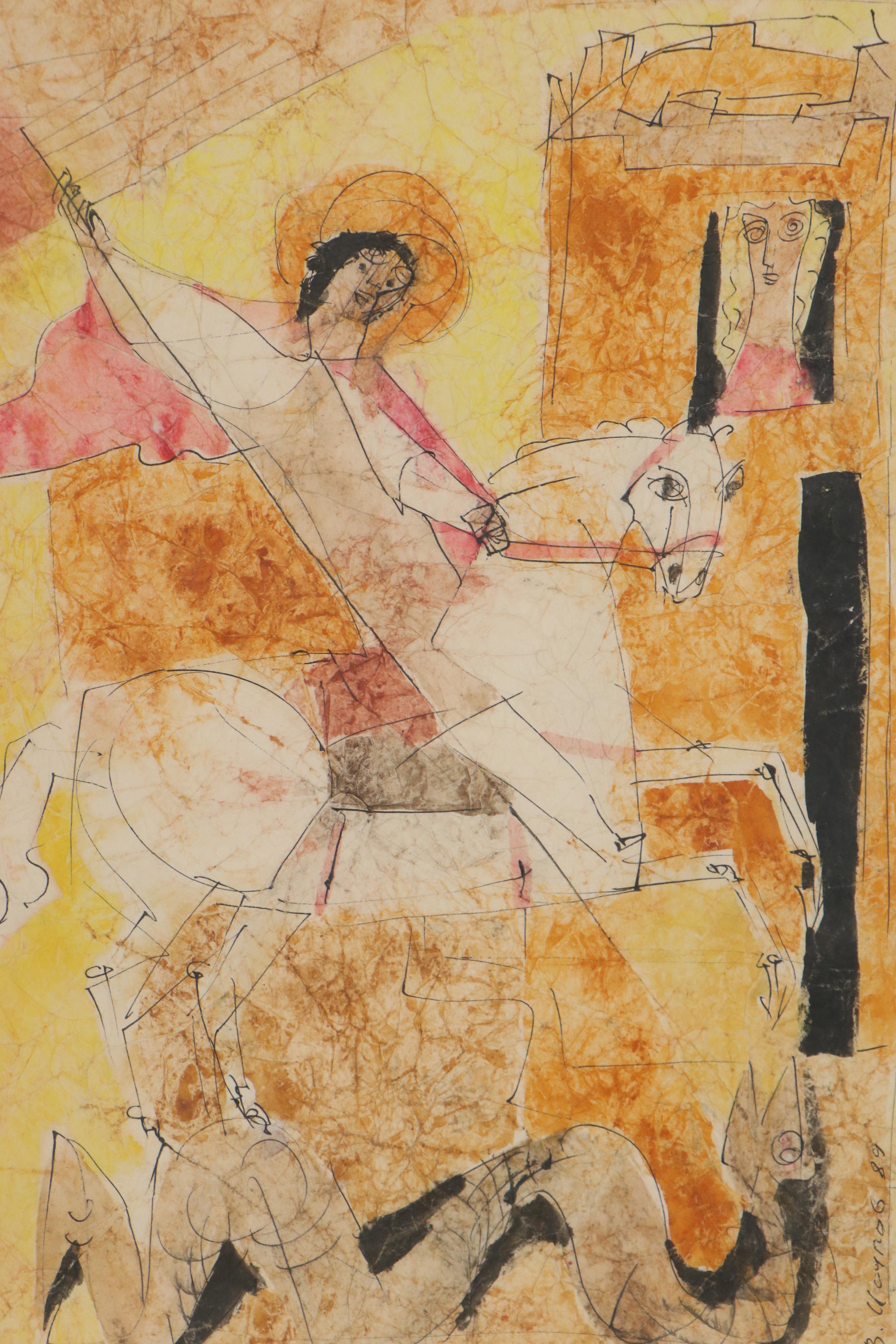 Watercolor Painting after Rostov Suzdal School of St. George and the Dragon