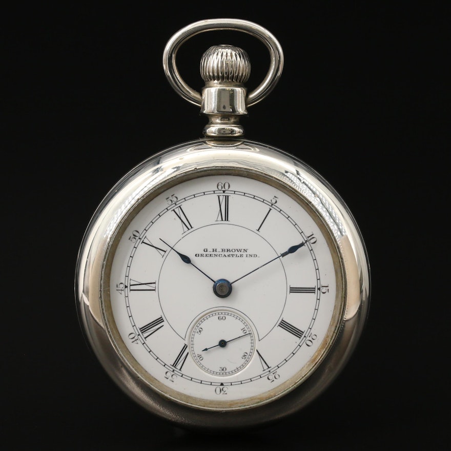 Aurora Watch Co. For G.H. Brown, Greencastle, Indiana Pocket Watch