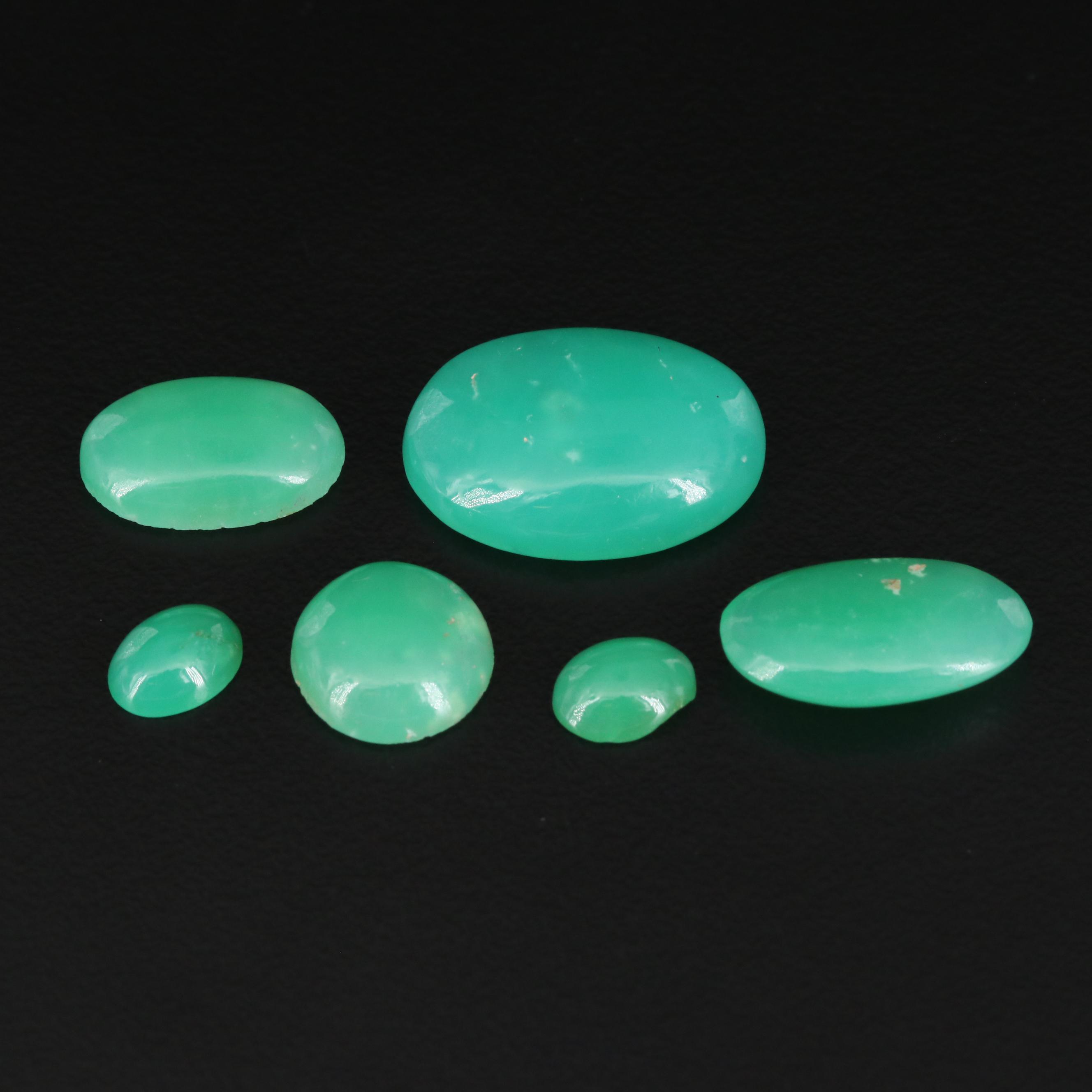 Loose Round and Oval Chrysoprase Cabochons
