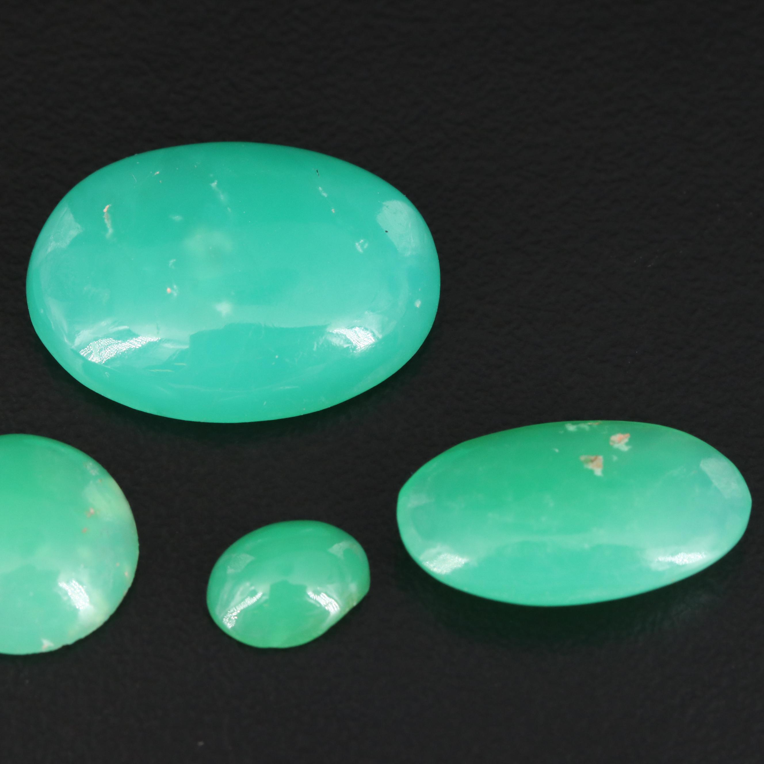 Loose Round and Oval Chrysoprase Cabochons