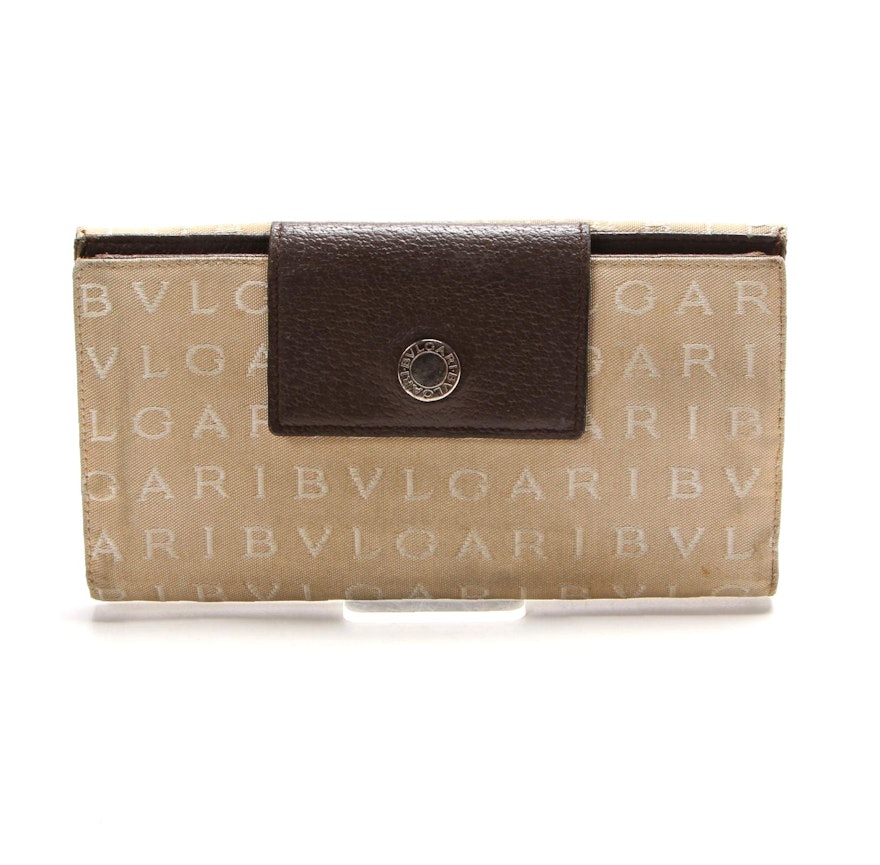 Bvlgari Continental Wallet in Monogram Canvas and Leather