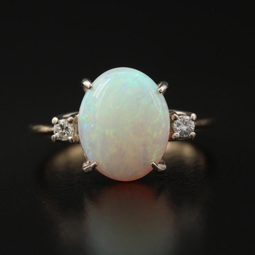 14K Opal and Diamond Ring