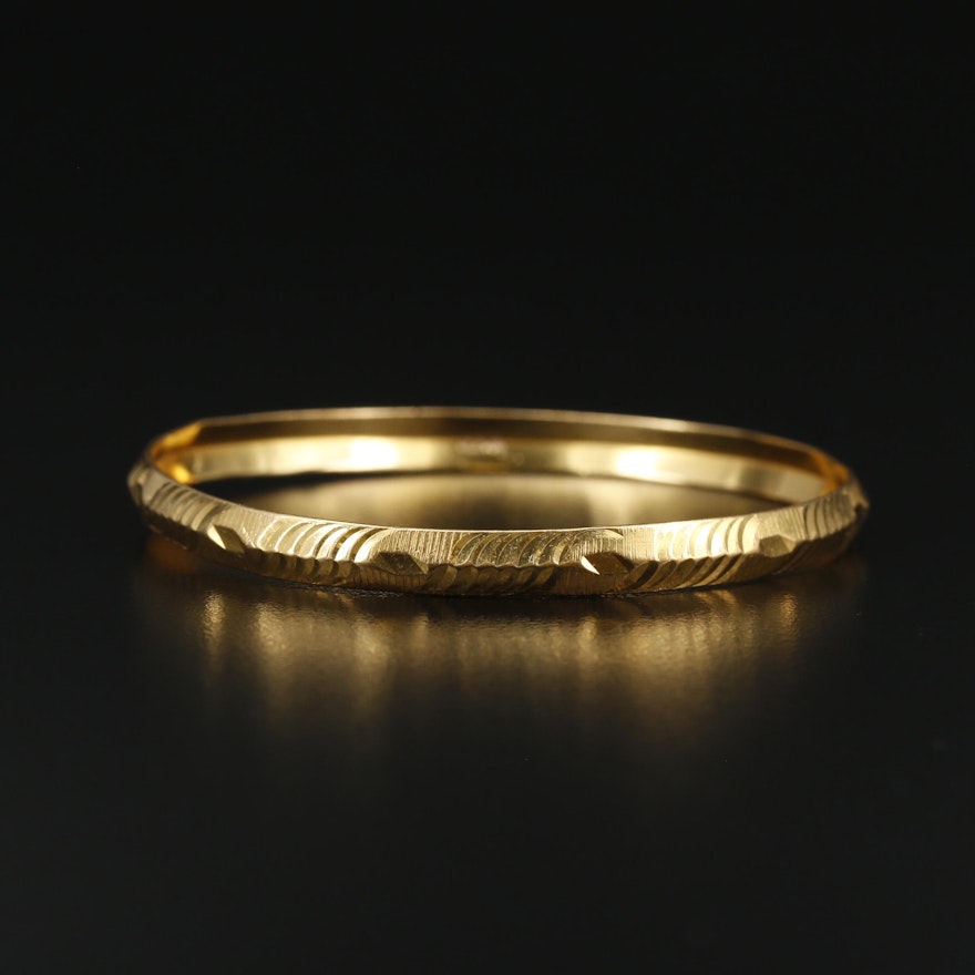 14K Etched Knife Edge Bangle