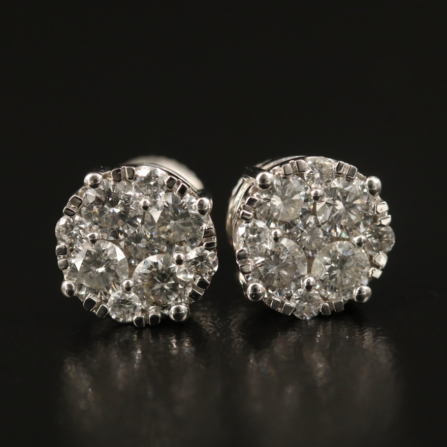 14K 1.67 CTW Diamond Stud Cluster Earrings