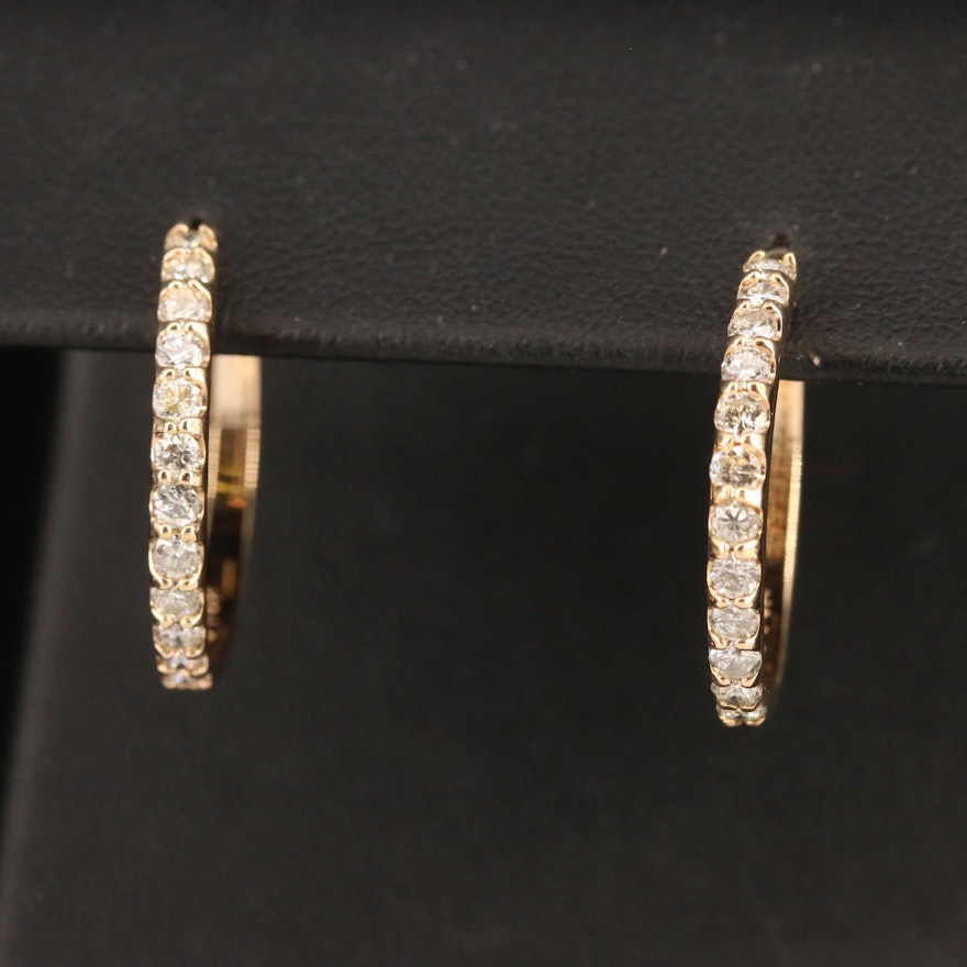 14K Diamond Hoop Earrings