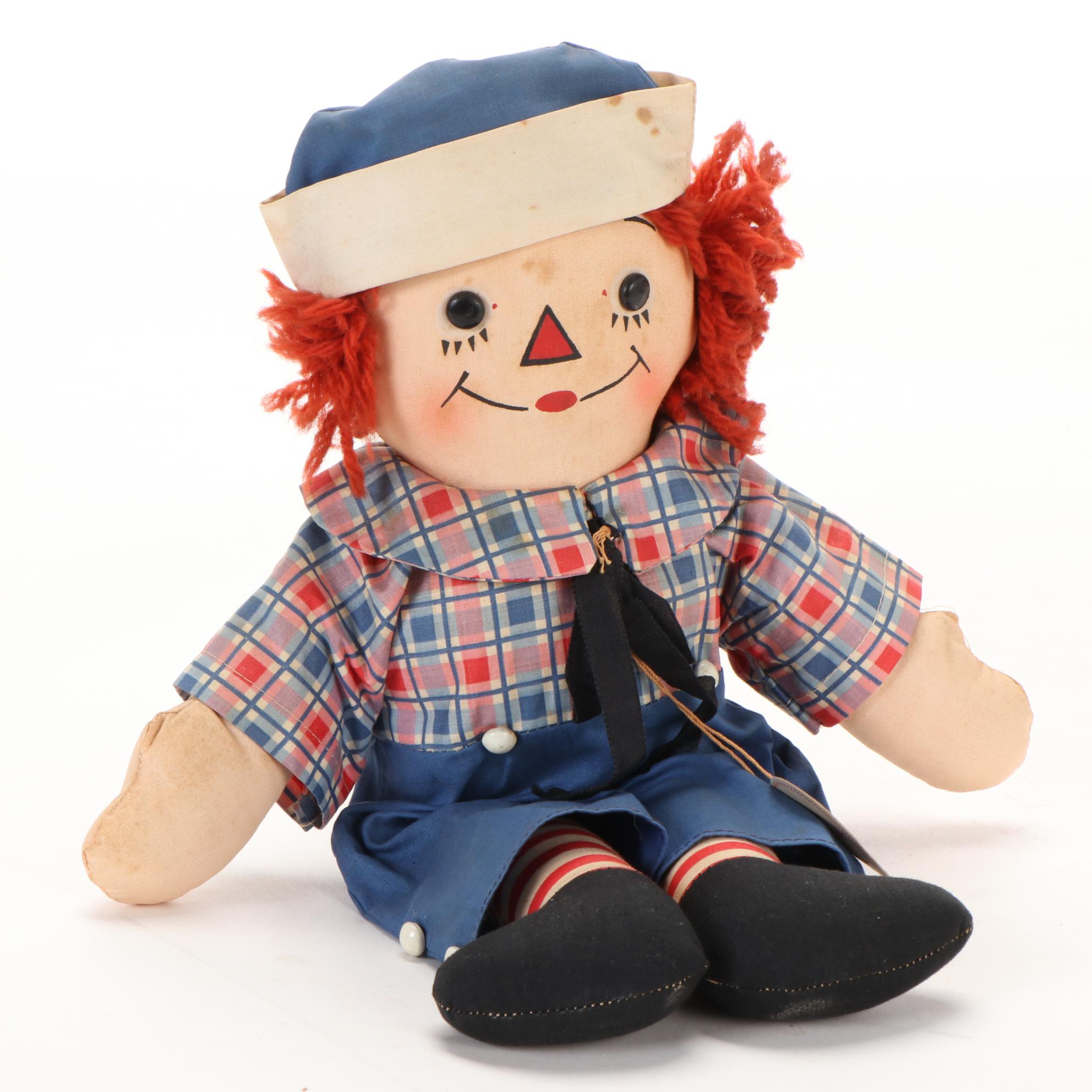 Georgene Novelties "Raggedy Ann and Andy" Awake Asleep Dolls, Mid-20th Century