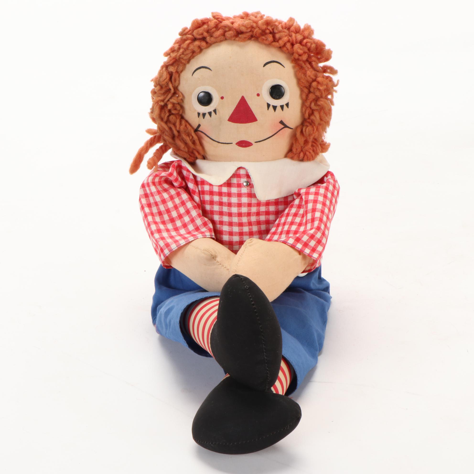 Georgene Novelties "Raggedy Ann and Andy" Awake Asleep Dolls, Mid-20th Century