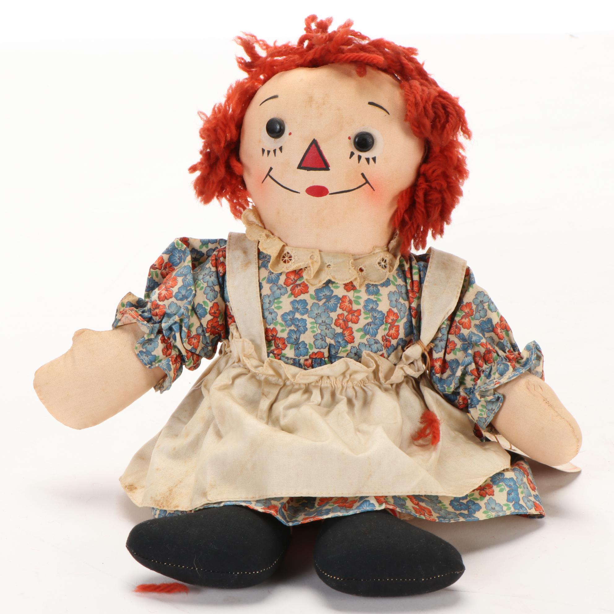 Georgene Novelties "Raggedy Ann and Andy" Awake Asleep Dolls, Mid-20th Century