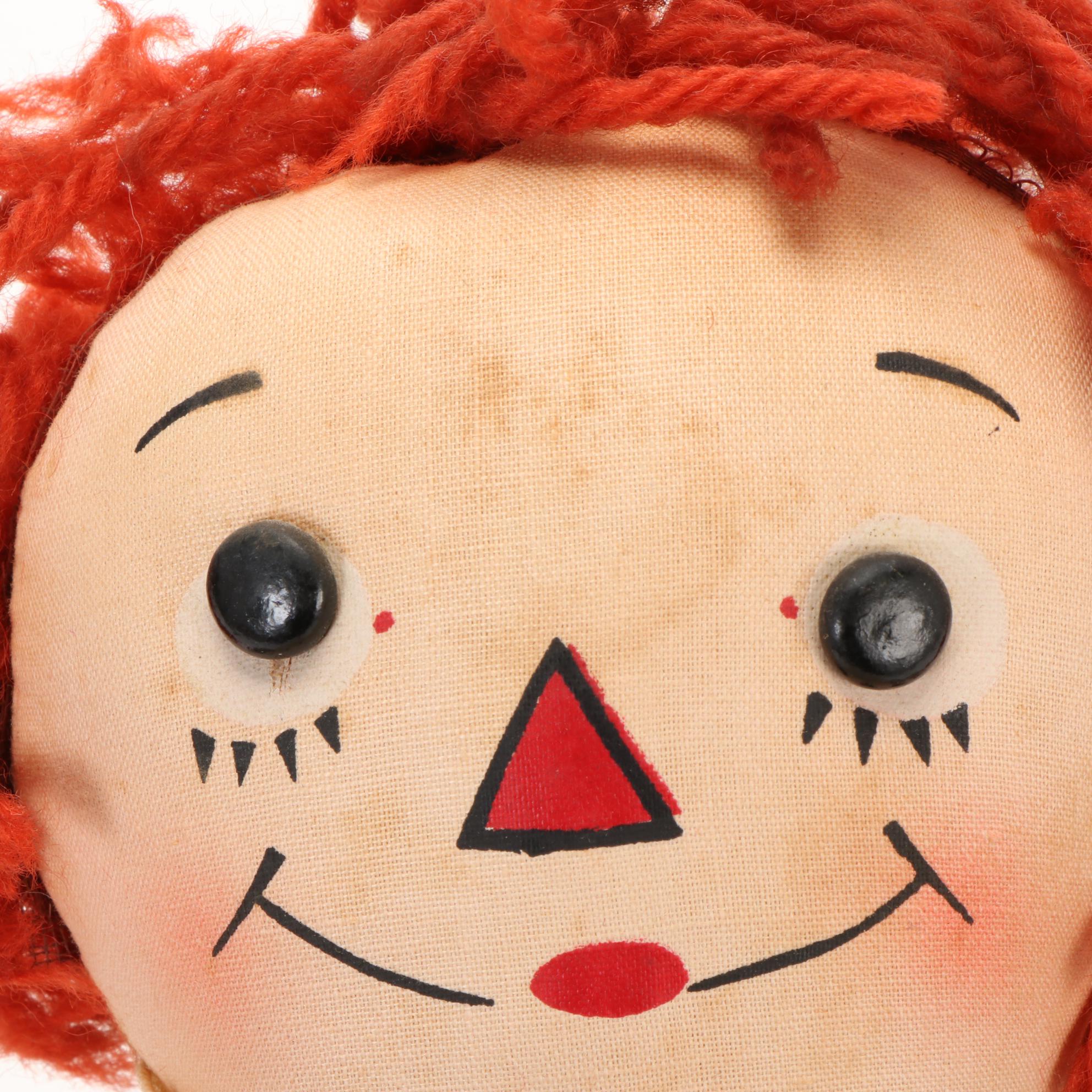 Georgene Novelties "Raggedy Ann and Andy" Awake Asleep Dolls, Mid-20th Century