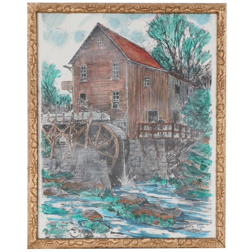 Hand-Colored Halftone after Leslie Cope "Grist Mill, West Virginia," 1993