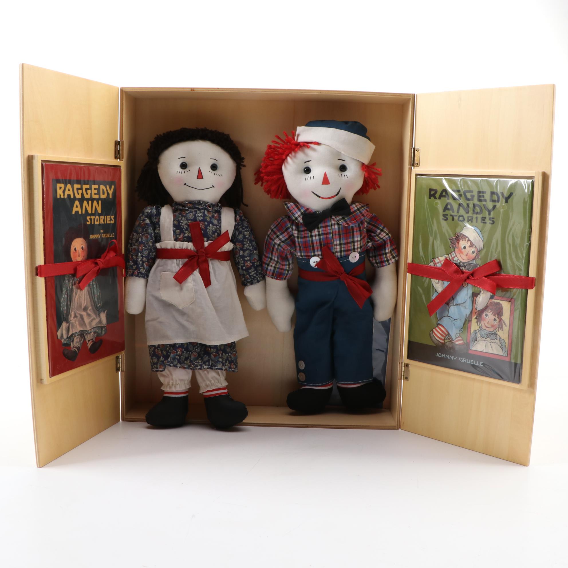 Limited Edition Volland Reproduction Raggedy Ann and Andy Dolls and Books