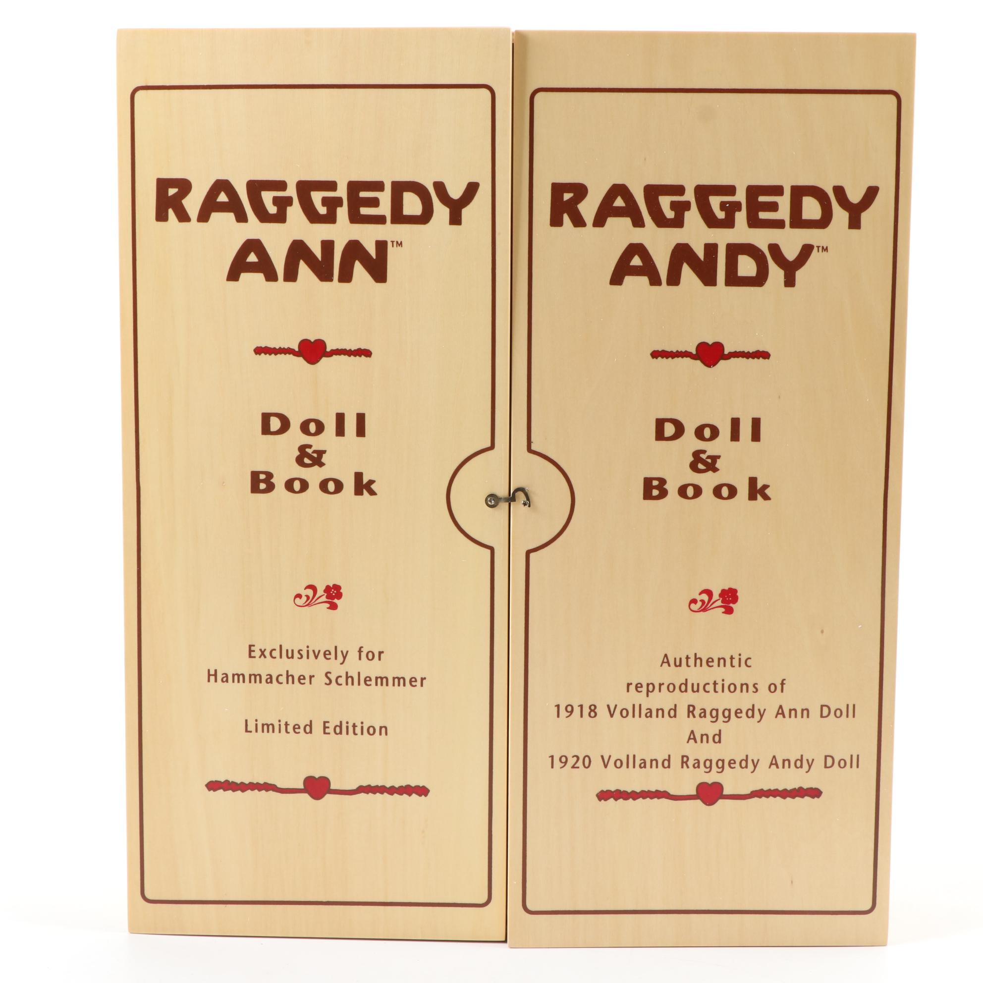 Limited Edition Volland Reproduction Raggedy Ann and Andy Dolls and Books