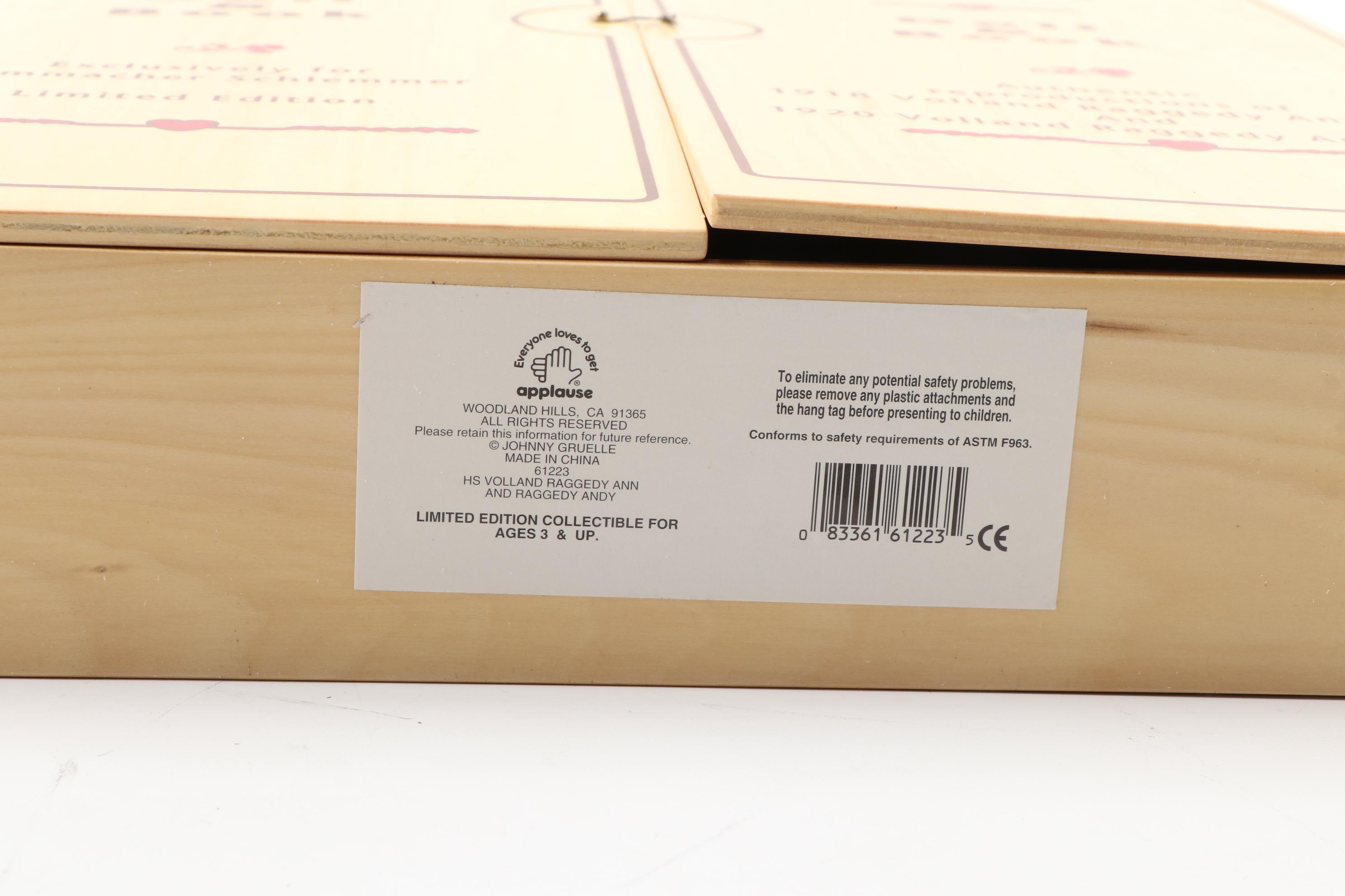 Limited Edition Volland Reproduction Raggedy Ann and Andy Dolls and Books