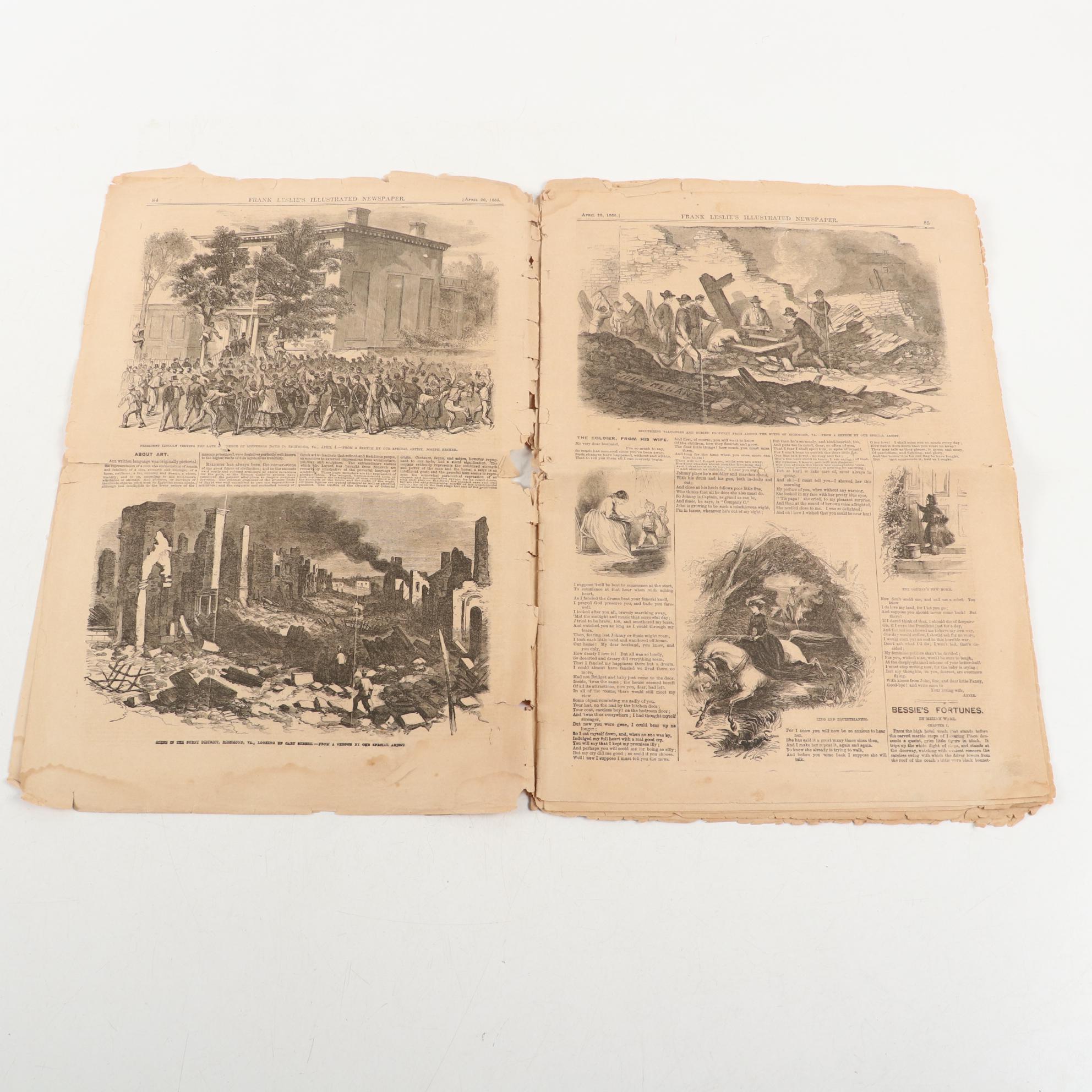 "Frank Leslie's Illustrated Newspaper" with Lincoln Assassination Article, 1865