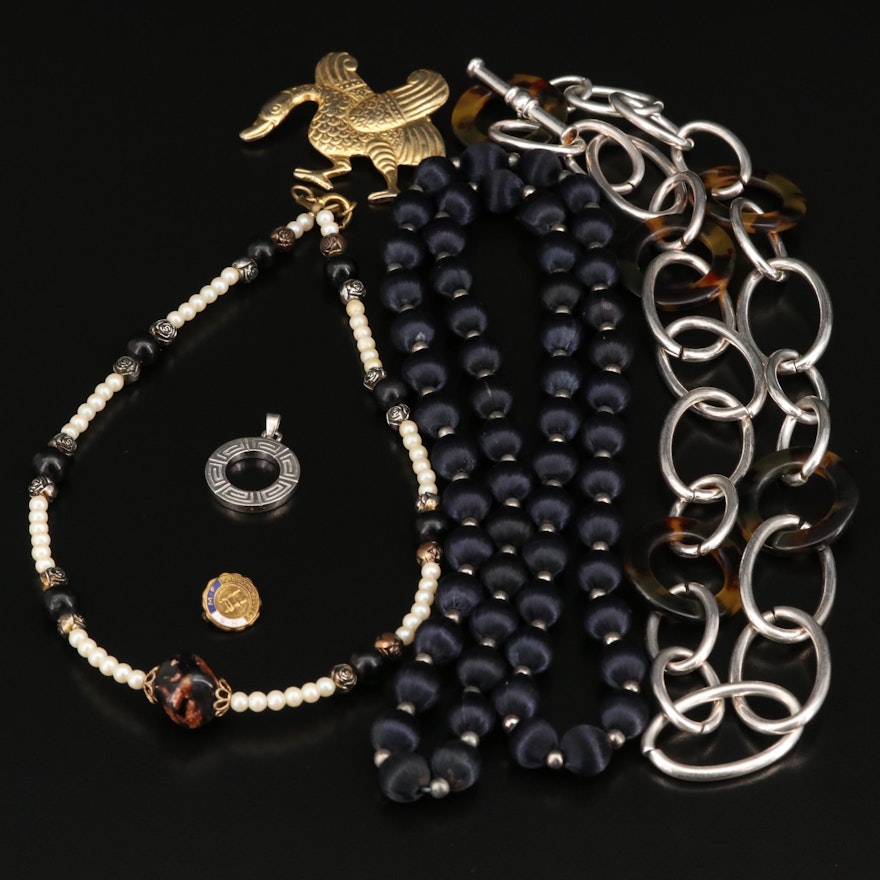 Selection of Jewelry Including a Sterling Greek Key Pendant