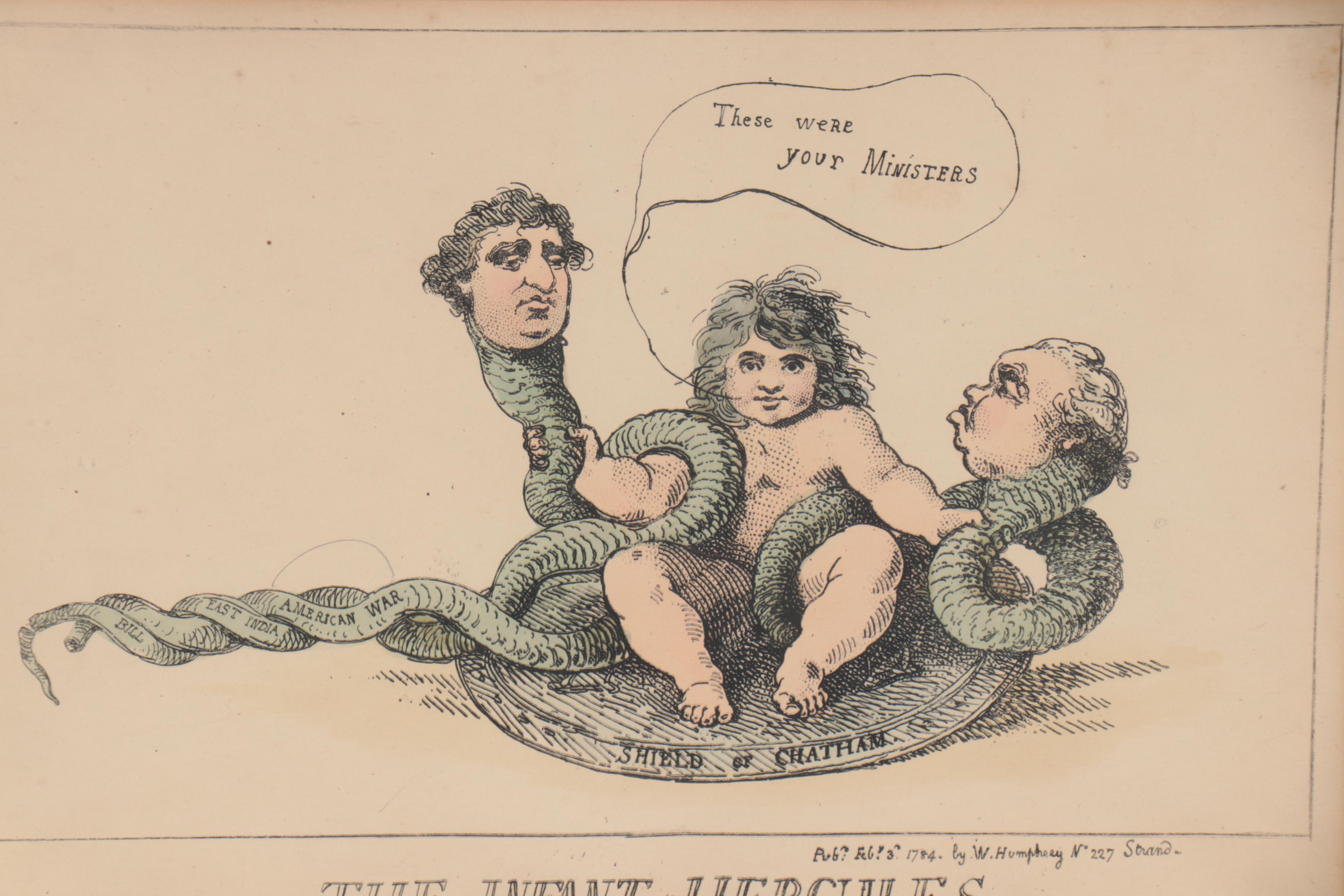 Hand-Colored Etching after Thomas Rowlandson "The Infant Hercules"