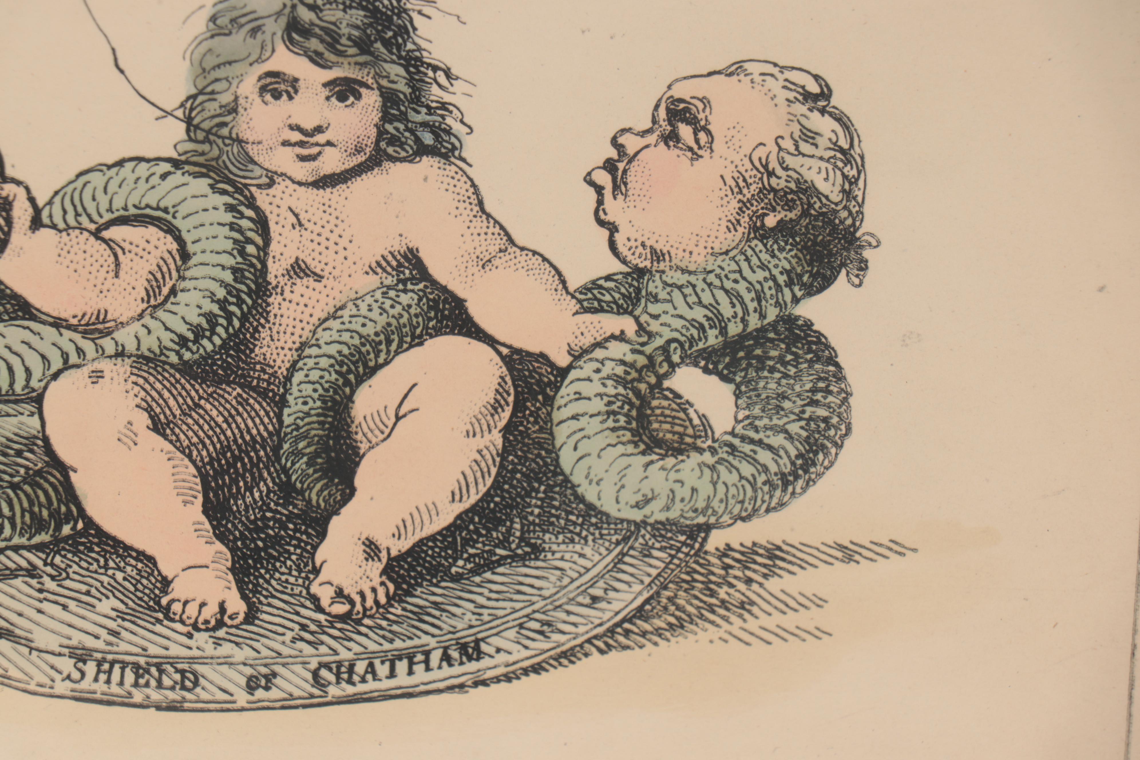 Hand-Colored Etching after Thomas Rowlandson "The Infant Hercules"