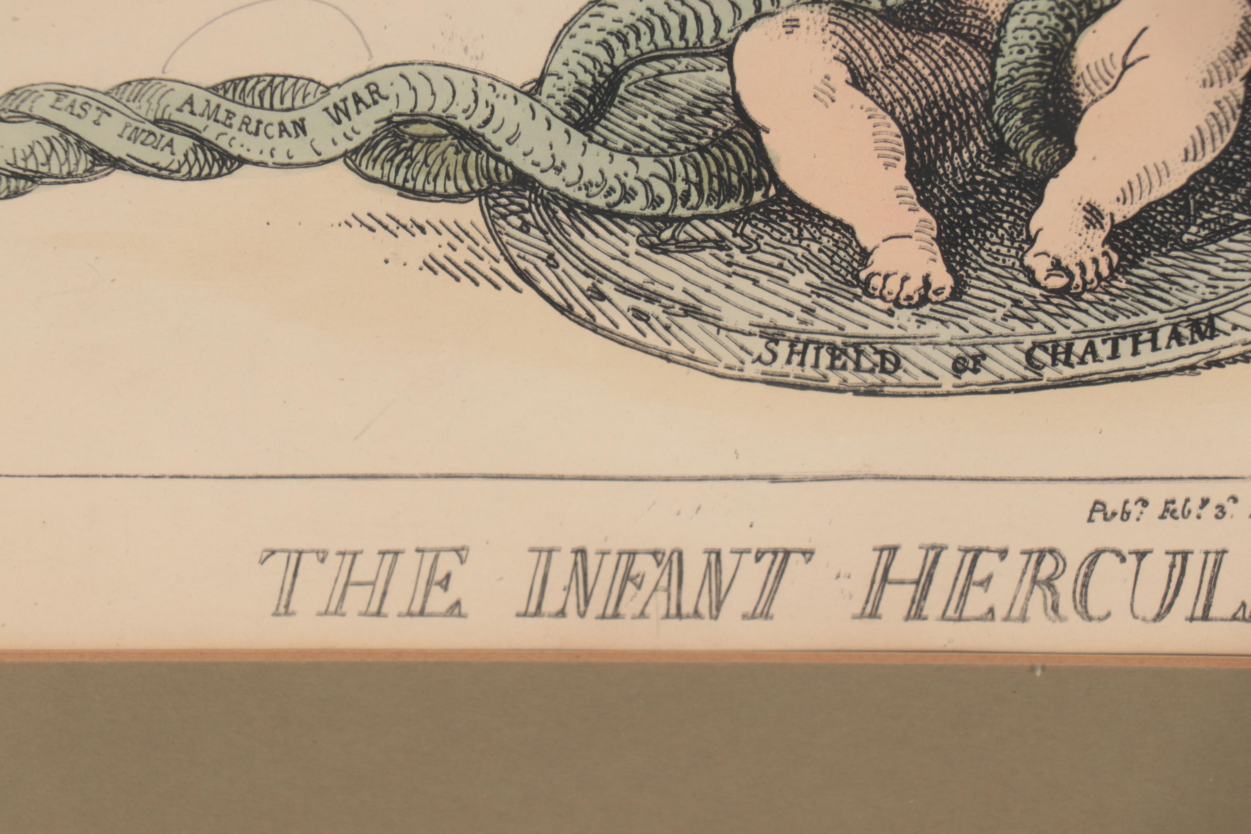 Hand-Colored Etching after Thomas Rowlandson "The Infant Hercules"