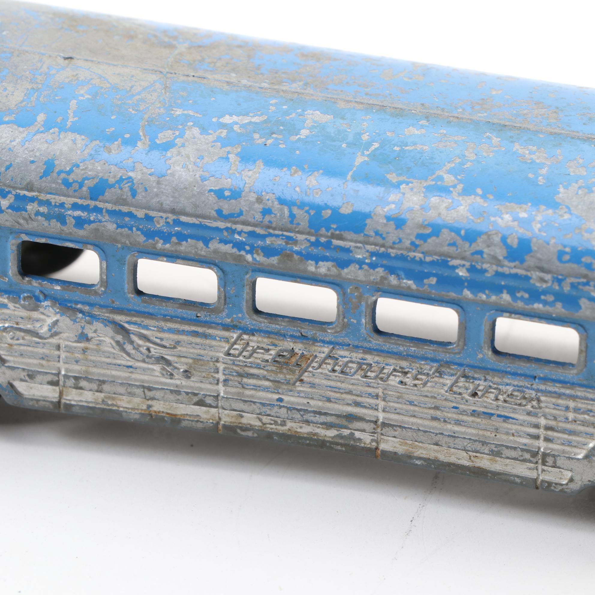 Tootsietoy Cast Metal "Greyhound" Bus and Other Toy Model Cars, circa 1930