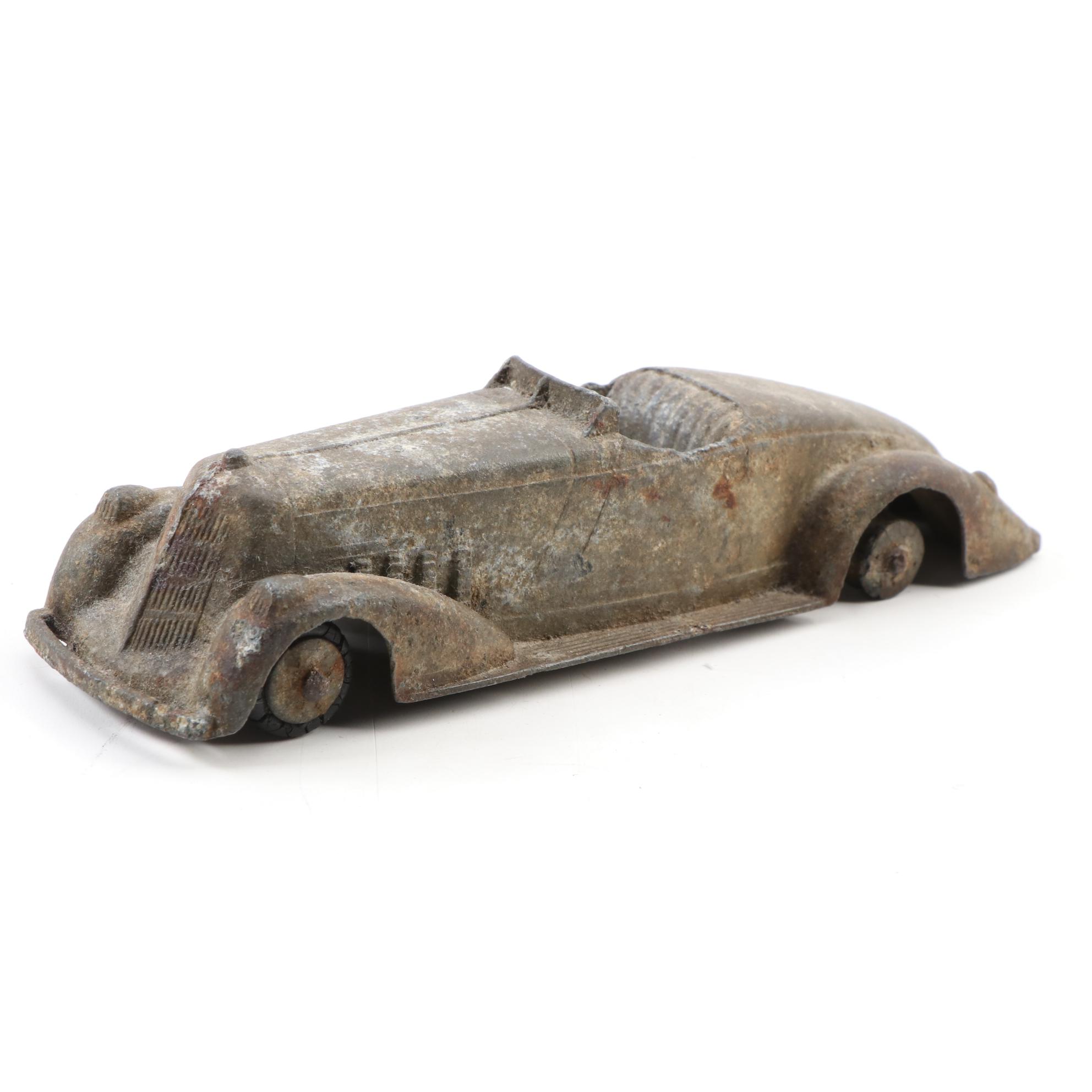 Tootsietoy Cast Metal "Greyhound" Bus and Other Toy Model Cars, circa 1930