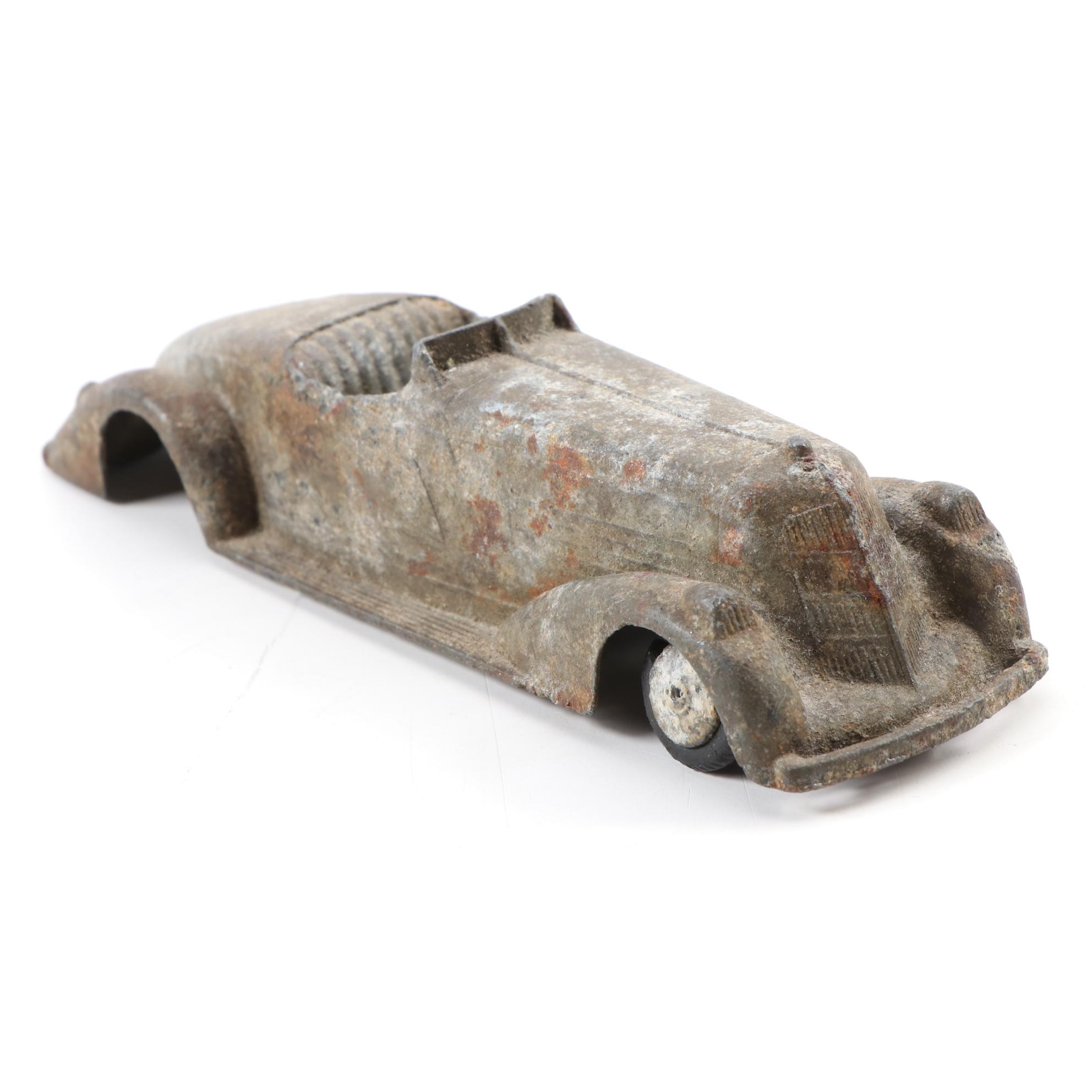 Tootsietoy Cast Metal "Greyhound" Bus and Other Toy Model Cars, circa 1930